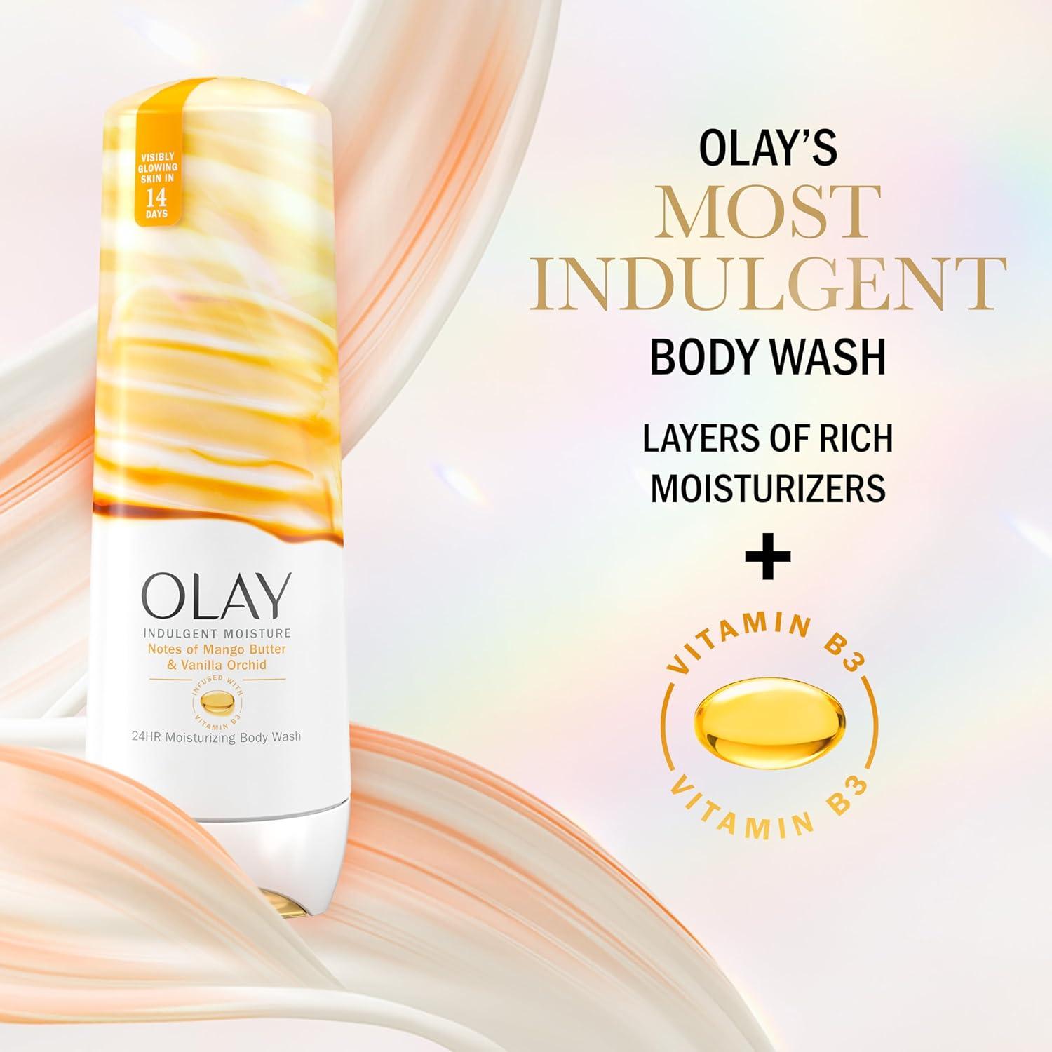 imageOlay Body Wash for Women Indulgent Moisture 24hr Moisturizing ampamp Nourishing Formula Infused with Vitamin B3 Complex Luxurious Fragrances Guava ampamp Coconut Scent 20 fl ozMango Butter  Vanilla Orchid