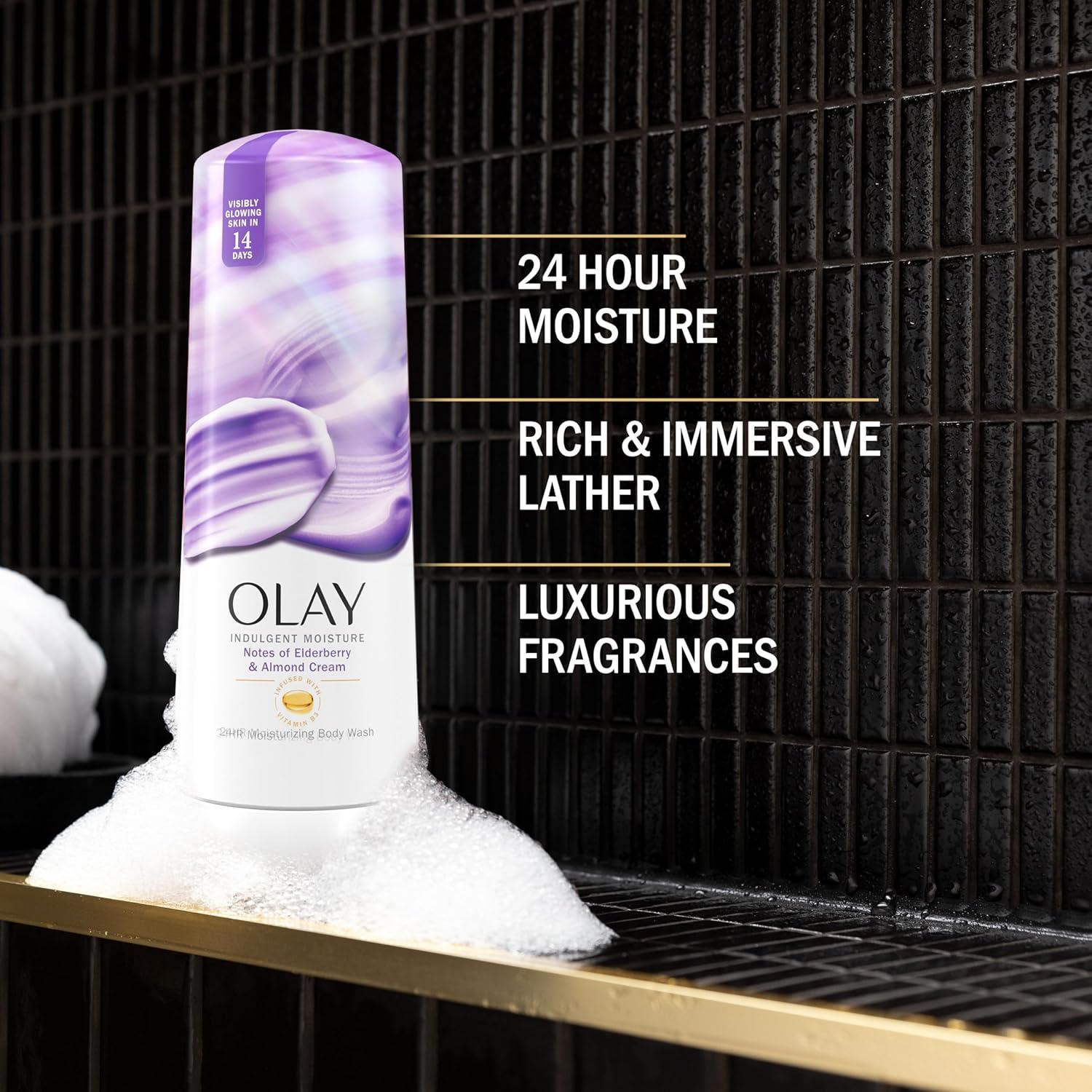 imageOlay Body Wash for Women Indulgent Moisture 24hr Moisturizing ampamp Nourishing Formula Infused with Vitamin B3 Complex Luxurious Fragrances Guava ampamp Coconut Scent 20 fl ozElderberry  Almond Cream