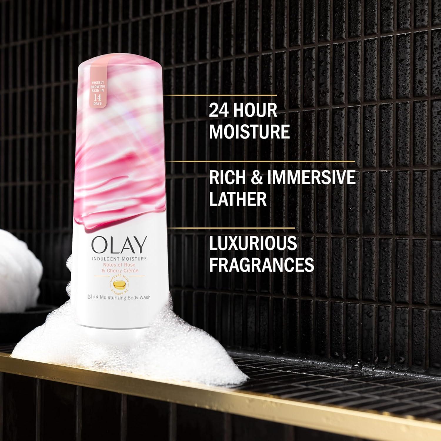 imageOlay Body Wash for Women Indulgent Moisture 24hr Moisturizing ampamp Nourishing Formula Infused with Vitamin B3 Complex Luxurious Fragrances Guava ampamp Coconut Scent 20 fl ozRose  Cherry Creme