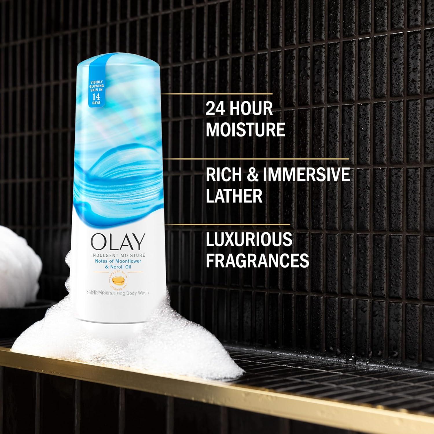 imageOlay Body Wash for Women Indulgent Moisture 24hr Moisturizing ampamp Nourishing Formula Infused with Vitamin B3 Complex Luxurious Fragrances Guava ampamp Coconut Scent 20 fl ozMoonflower  Neroli Oil