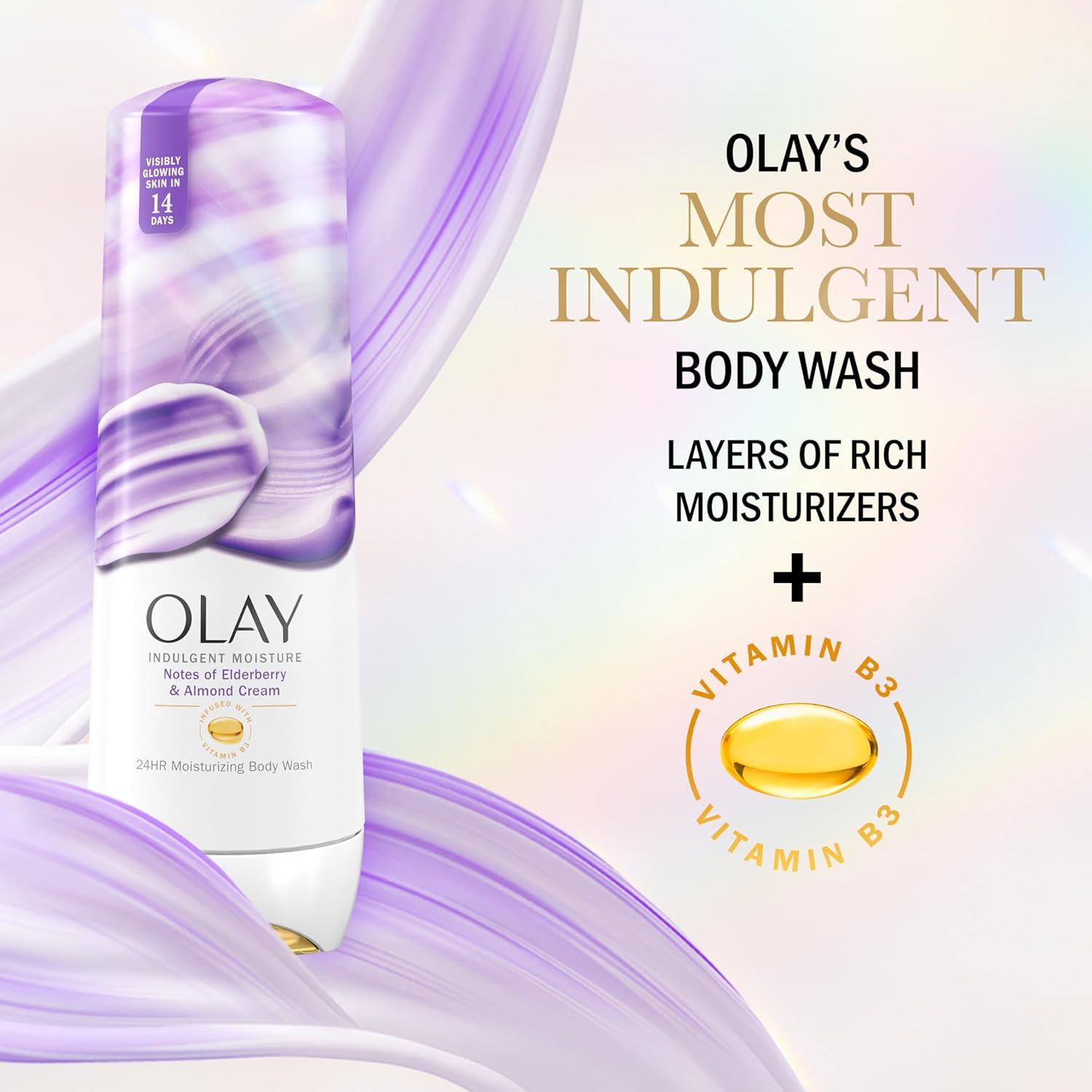 imageOlay Body Wash for Women Indulgent Moisture 24hr Moisturizing ampamp Nourishing Formula Infused with Vitamin B3 Complex Luxurious Fragrances Guava ampamp Coconut Scent 20 fl ozElderberry  Almond Cream