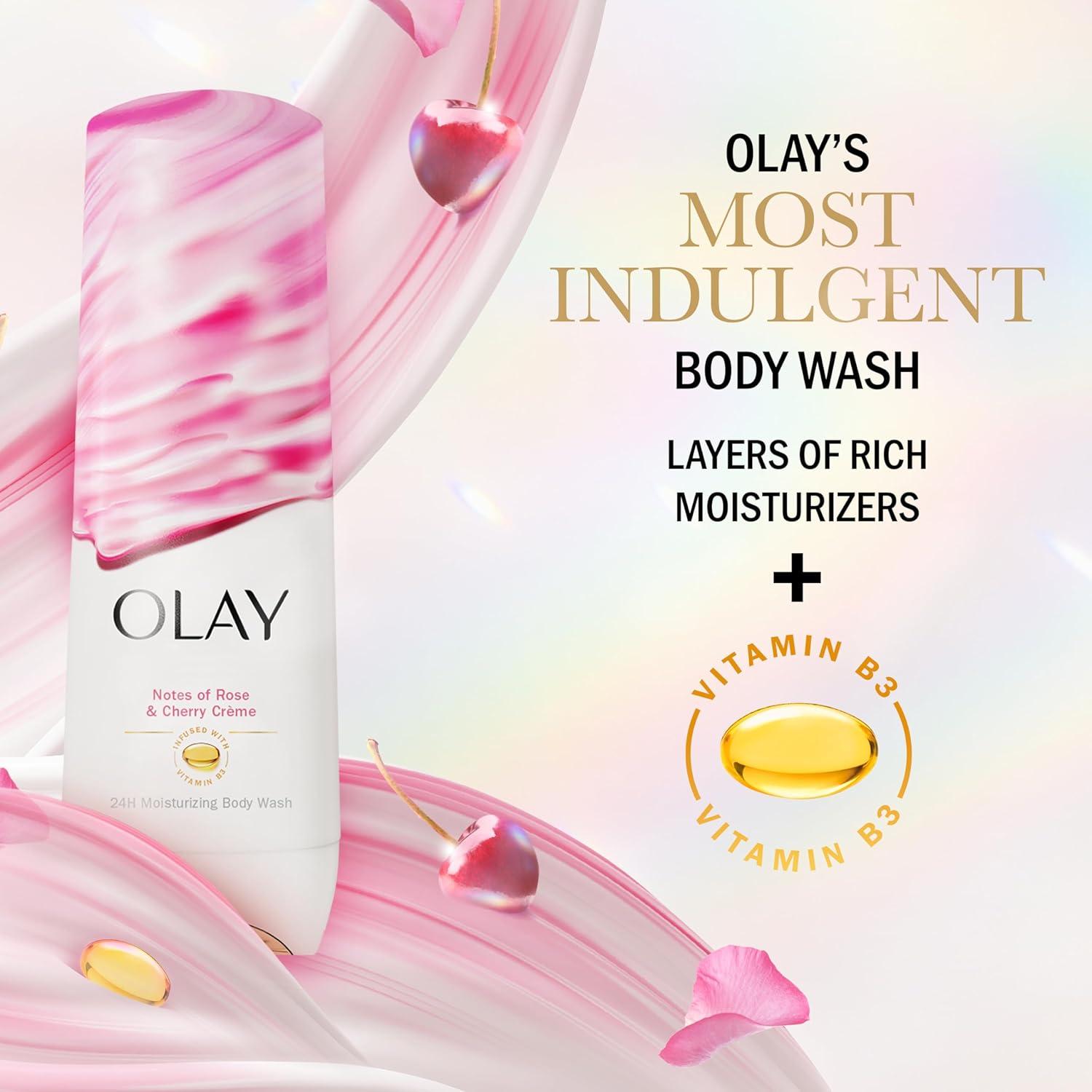 imageOlay Body Wash for Women Indulgent Moisture 24hr Moisturizing ampamp Nourishing Formula Infused with Vitamin B3 Complex Luxurious Fragrances Guava ampamp Coconut Scent 20 fl ozRose  Cherry Creme