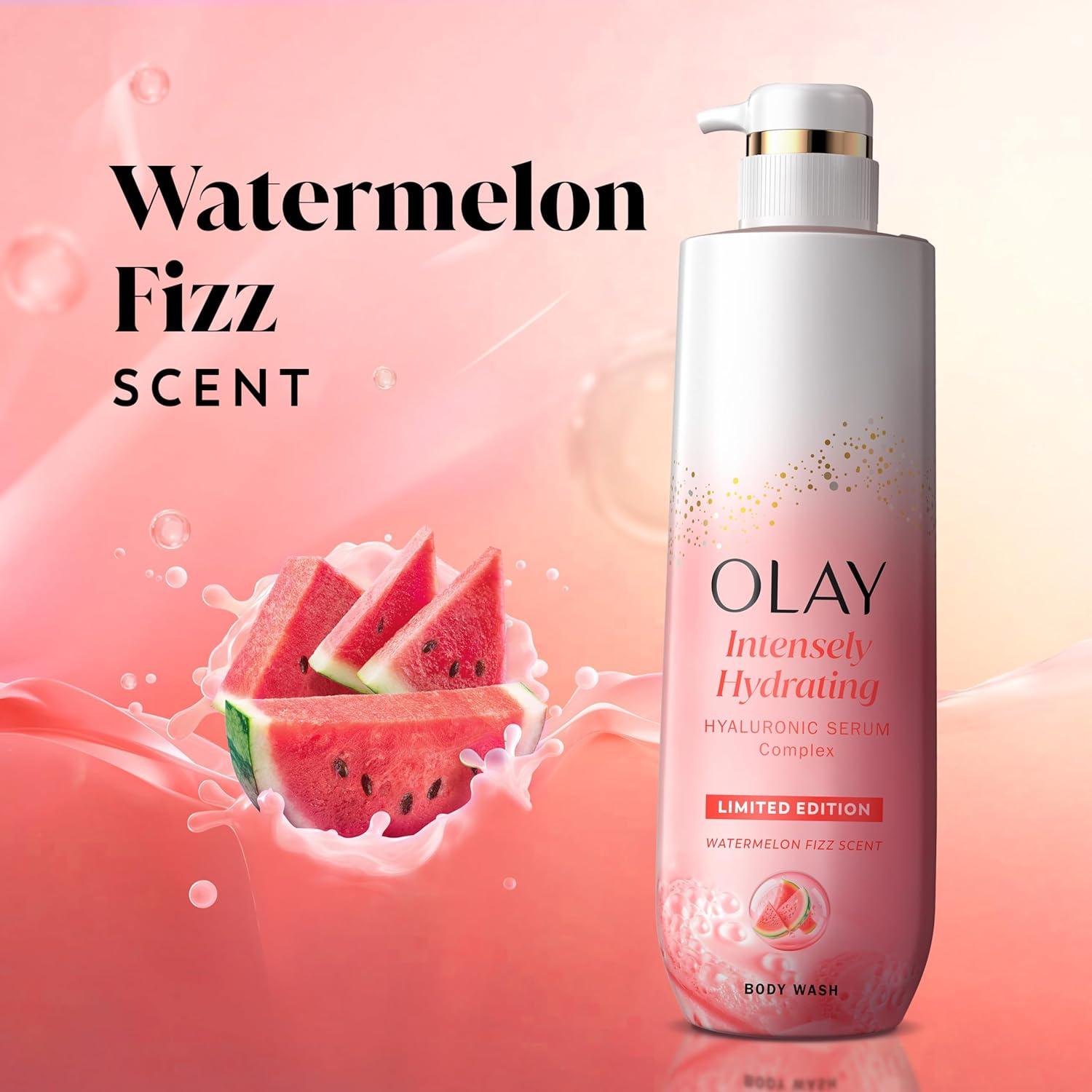 imageOlay Body Wash for Women Intensely Hydrating ProHyaluronic Acid Serum Complex Renews Moisture Vitamin B3 Lameller Technology For All Skin Types Strawberry Summer Fizz Scent 20 fl ozWatermelon Fizz