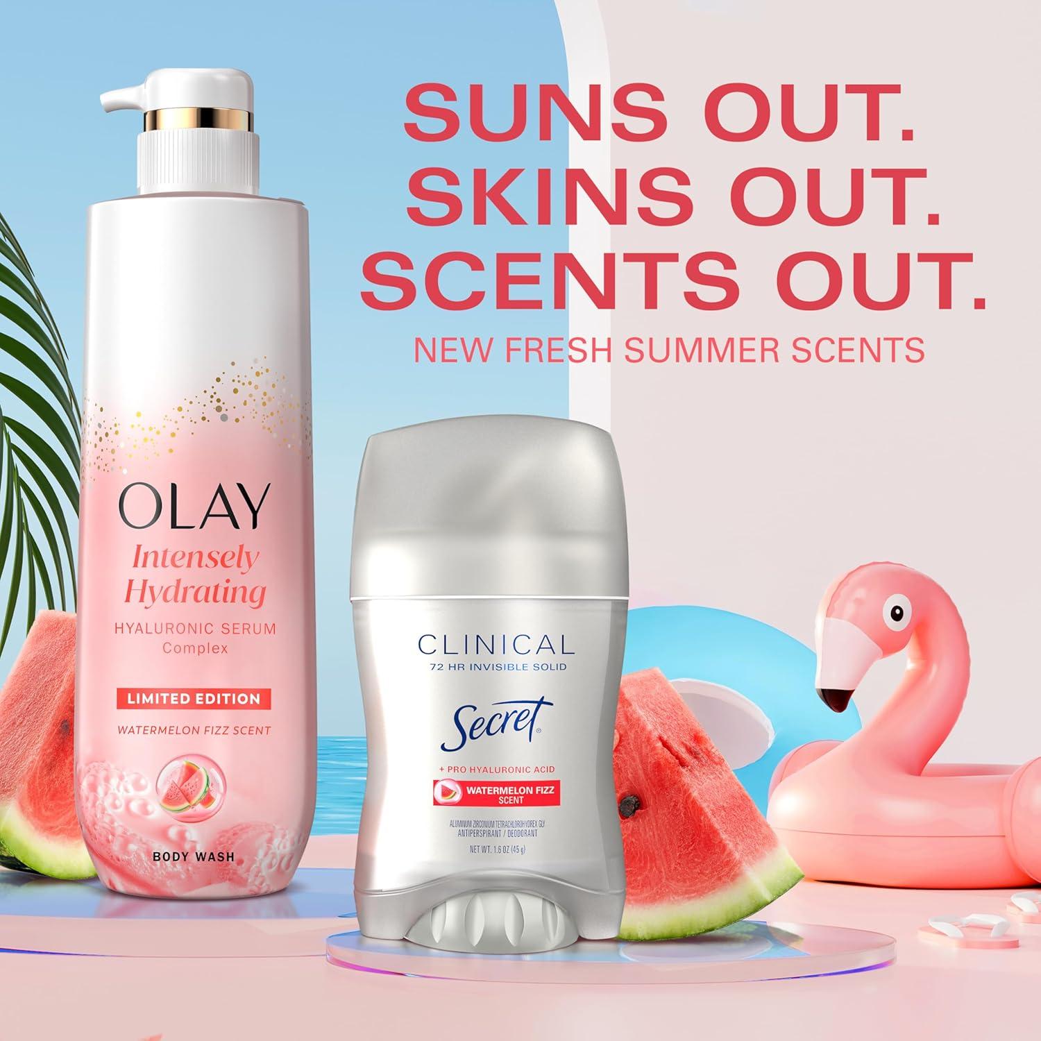 imageOlay Body Wash for Women Intensely Hydrating ProHyaluronic Acid Serum Complex Renews Moisture Vitamin B3 Lameller Technology For All Skin Types Strawberry Summer Fizz Scent 20 fl ozWatermelon Fizz
