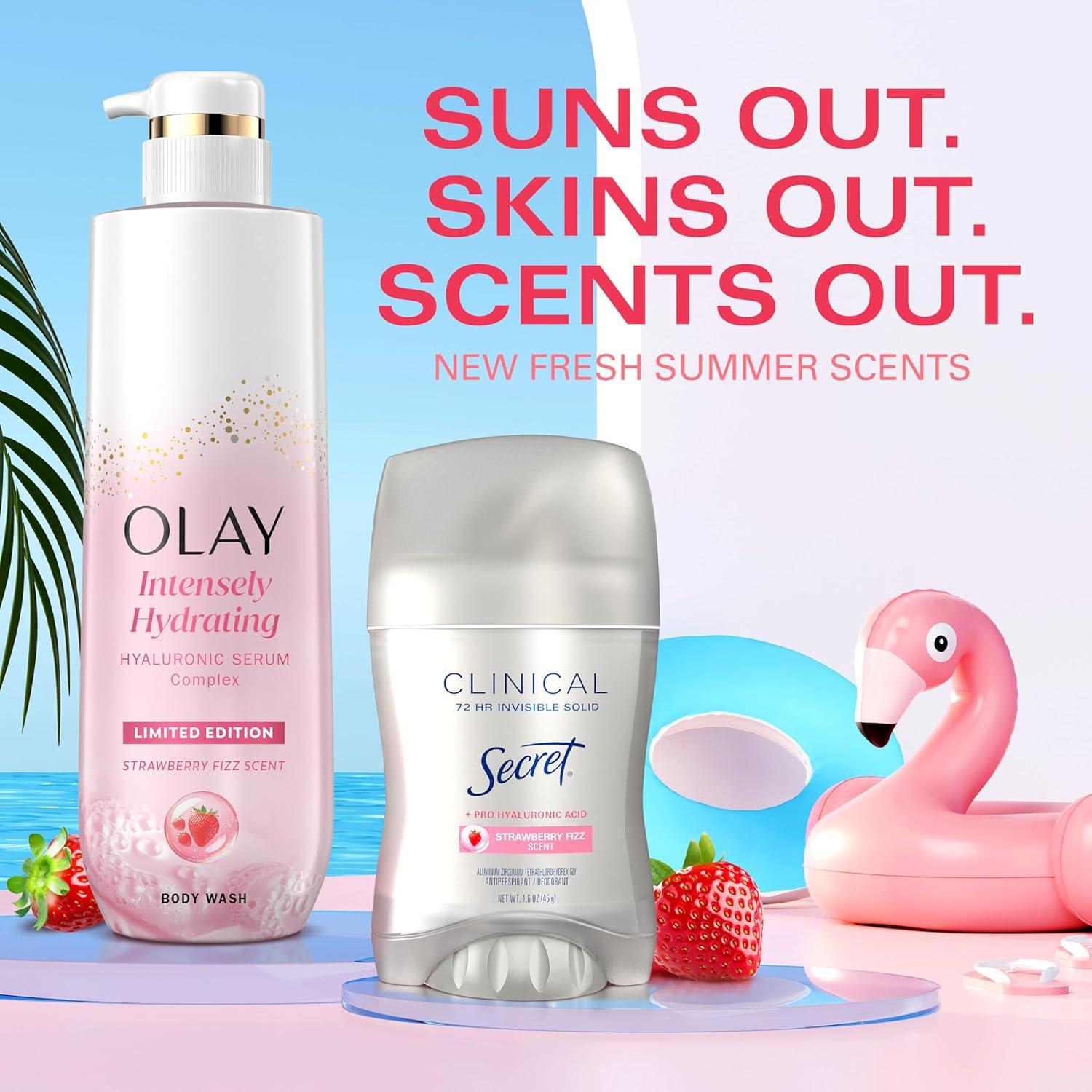 imageOlay Body Wash for Women Intensely Hydrating ProHyaluronic Acid Serum Complex Renews Moisture Vitamin B3 Lameller Technology For All Skin Types Strawberry Summer Fizz Scent 20 fl ozStrawberry Fizz