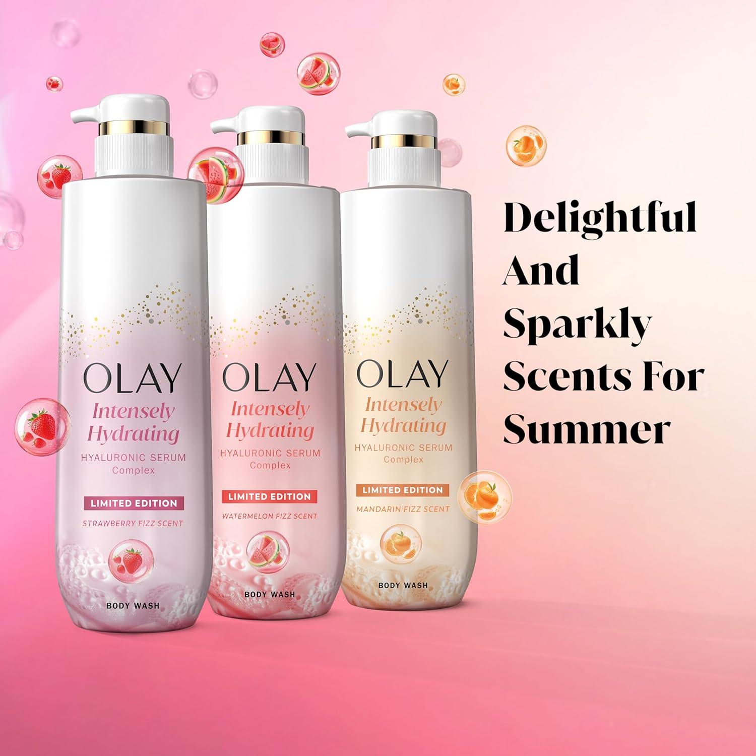 imageOlay Body Wash for Women Intensely Hydrating ProHyaluronic Acid Serum Complex Renews Moisture Vitamin B3 Lameller Technology For All Skin Types Strawberry Summer Fizz Scent 20 fl ozStrawberry Fizz