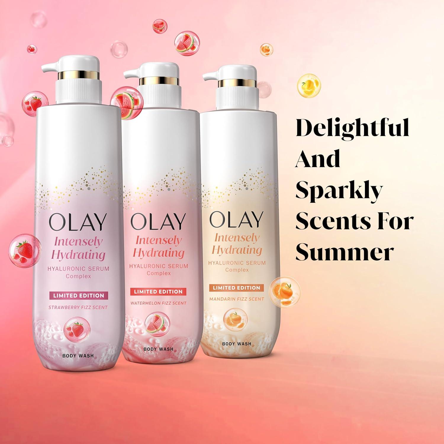 imageOlay Body Wash for Women Intensely Hydrating ProHyaluronic Acid Serum Complex Renews Moisture Vitamin B3 Lameller Technology For All Skin Types Strawberry Summer Fizz Scent 20 fl ozWatermelon Fizz