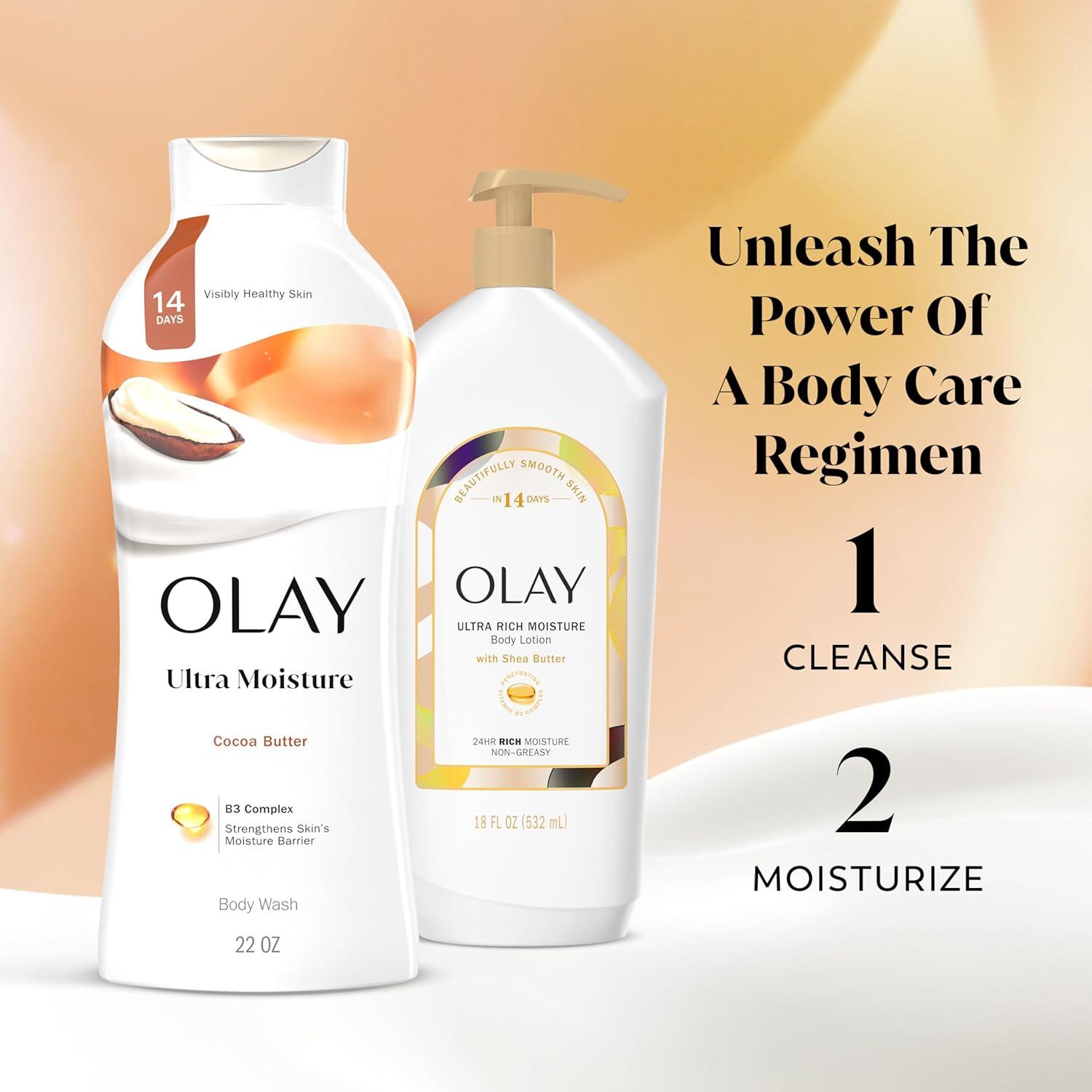 imageOlay Body Wash for Women Ultra Moisture 24hr Moisturizing Hydrating ampamp Refreshing B3 Vitamin Complex Free of Parabens ampamp Phthalates For All Skin Types Coconut Oil Scent 22 fl oz Pack of 4Cocoa Butter