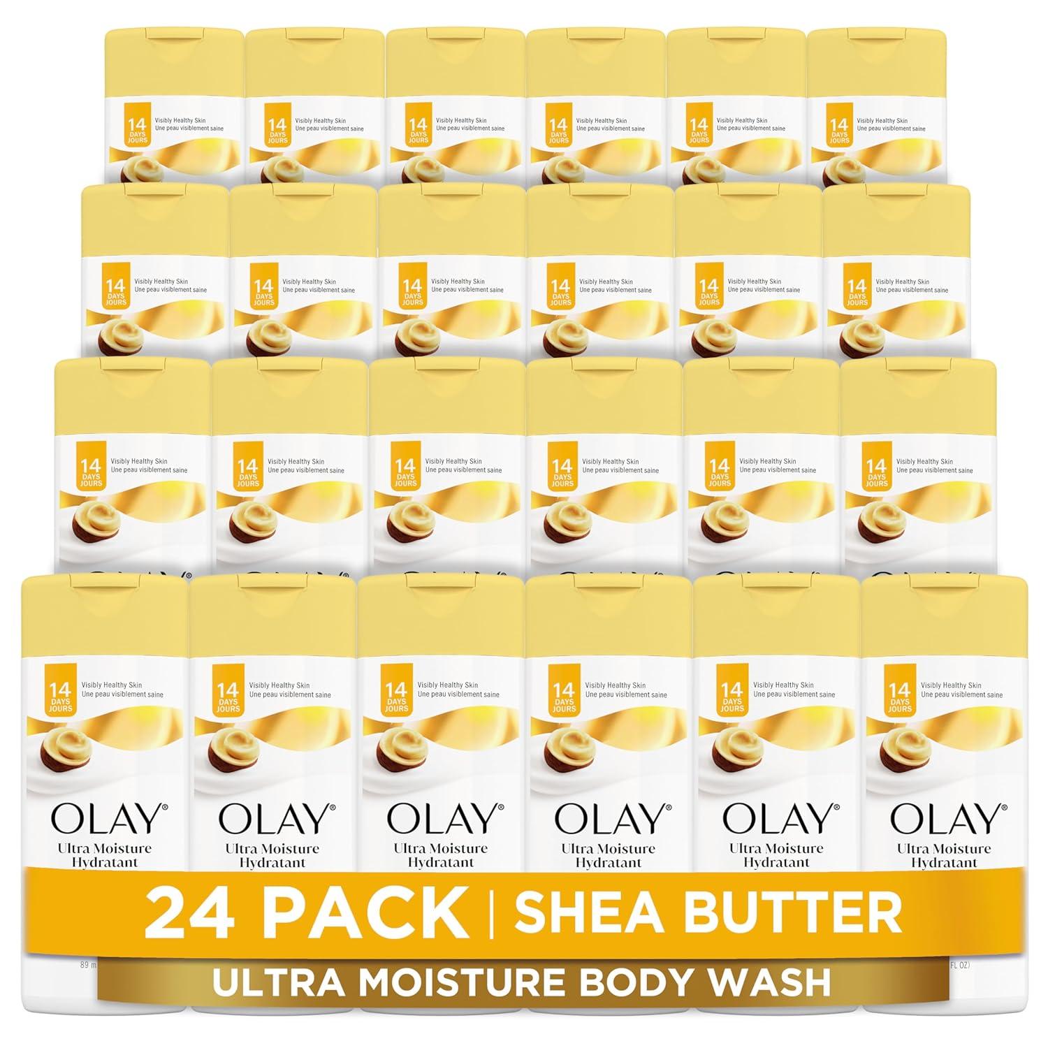imageOlay Body Wash for Women Ultra Moisture 24hr Moisturizing Hydrating ampamp Refreshing B3 Vitamin Complex Free of Parabens ampamp Phthalates For All Skin Types Shea Butter Scent 30 fl oz Pack of 24Shea Butter