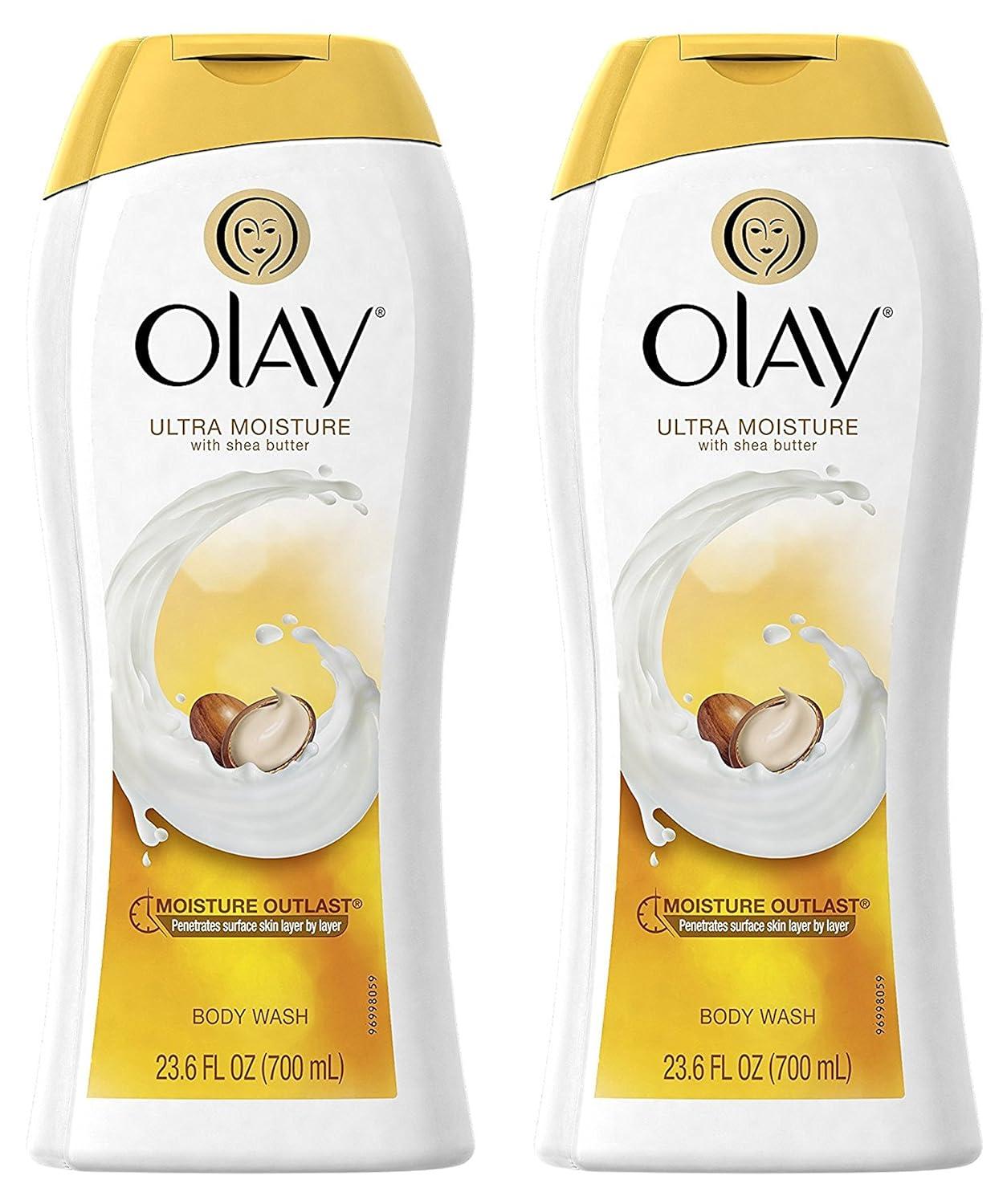 imageOlay Body Wash for Women Ultra Moisture 24hr Moisturizing Hydrating ampamp Refreshing B3 Vitamin Complex Free of Parabens ampamp Phthalates For All Skin Types Shea Butter Scent 22 fl oz Pack of 4Shea Butter