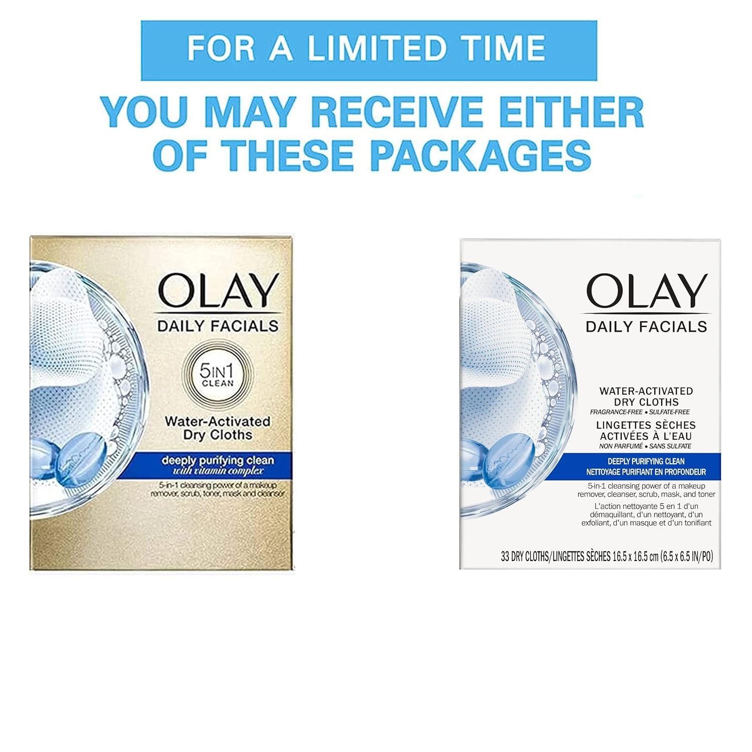 imageOlay Cleansing Wipes Daily Facials Power of a Makeup Remover Scrub Toner Mask and Cleanser  FragranceFree Textured NoSoap Cloth Gentle Skin Care Vitamin ComplexInfused Formula 66 ctWhite