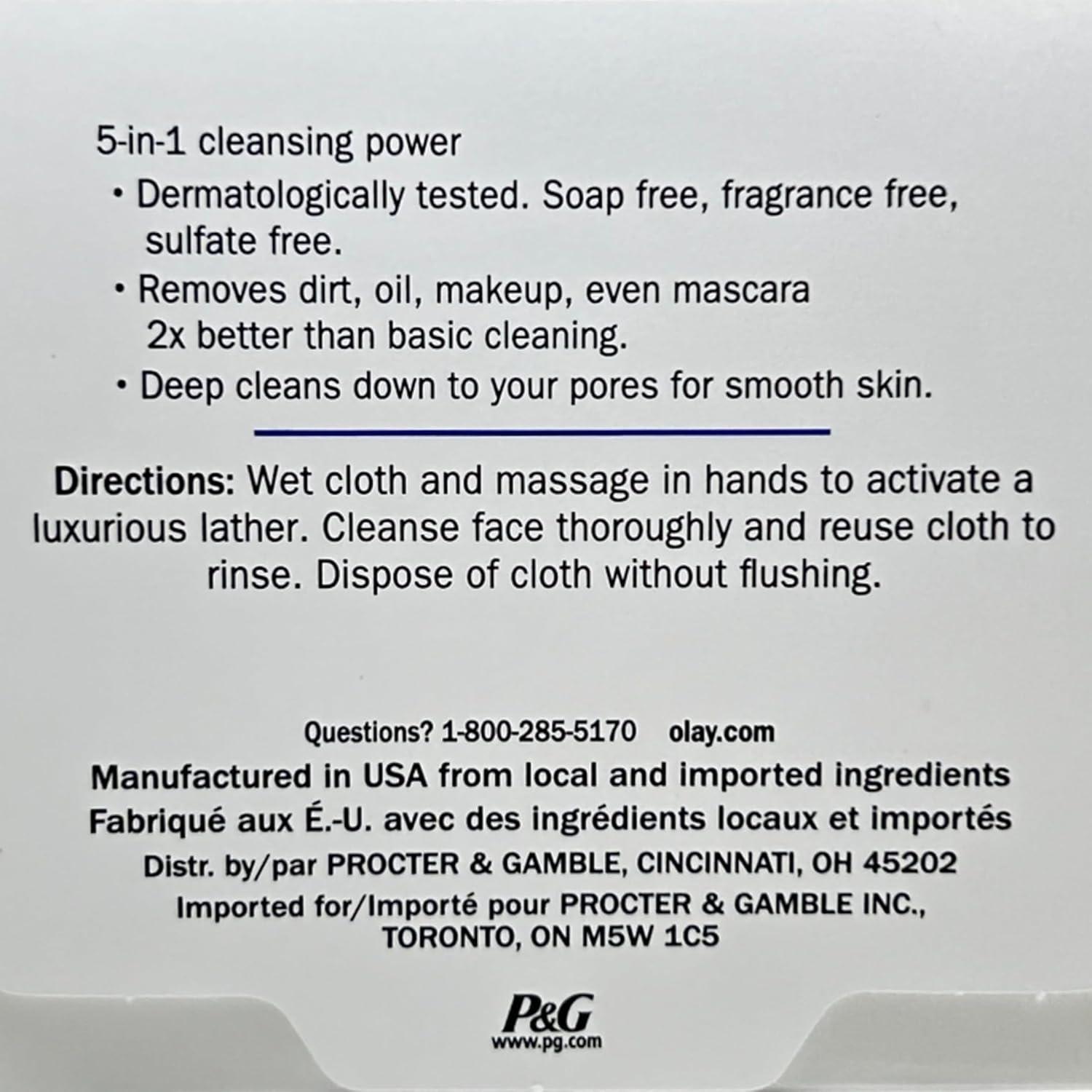 imageOlay Cleansing Wipes Daily Facials Power of a Makeup Remover Scrub Toner Mask and Cleanser  FragranceFree Textured NoSoap Cloth Gentle Skin Care Vitamin ComplexInfused Formula 66 ctWhite