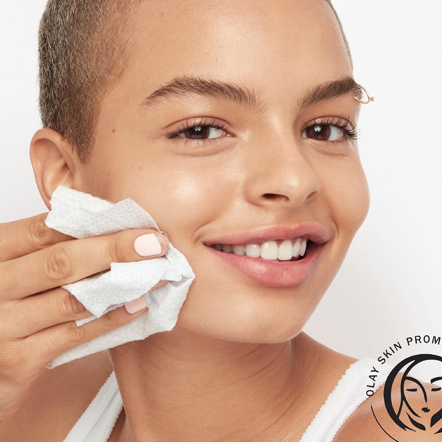 imageOlay Cleansing Wipes Daily Facials Power of a Makeup Remover Scrub Toner Mask and Cleanser  FragranceFree Textured NoSoap Cloth Gentle Skin Care Vitamin ComplexInfused Formula 66 ctWhite