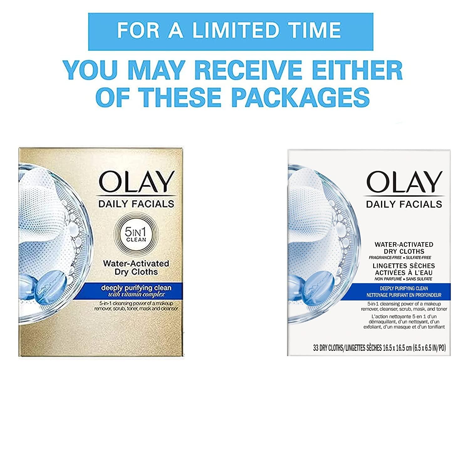 imageOlay Cleansing Wipes Daily Facials Power of a Makeup Remover Scrub Toner Mask and Cleanser  FragranceFree Textured NoSoap Cloth Gentle Skin Care Vitamin ComplexInfused Formula 66 ctWhite