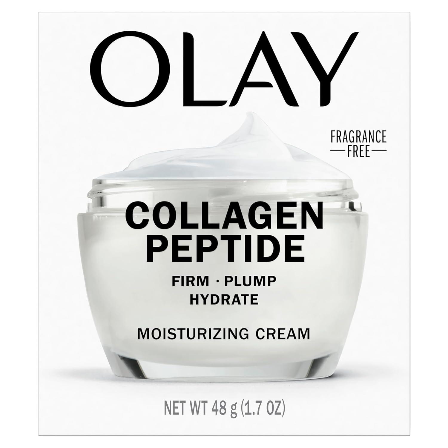 imageOlay Collagen Peptide Face Moisturizer Firming Cream for Women FragranceFree NonGreasy  Hydrating AntiAging AntiWrinkle Smooth Fine Lines Plumping Skin Care  Niacinamide 17 Oz17 Ounce Pack of 1