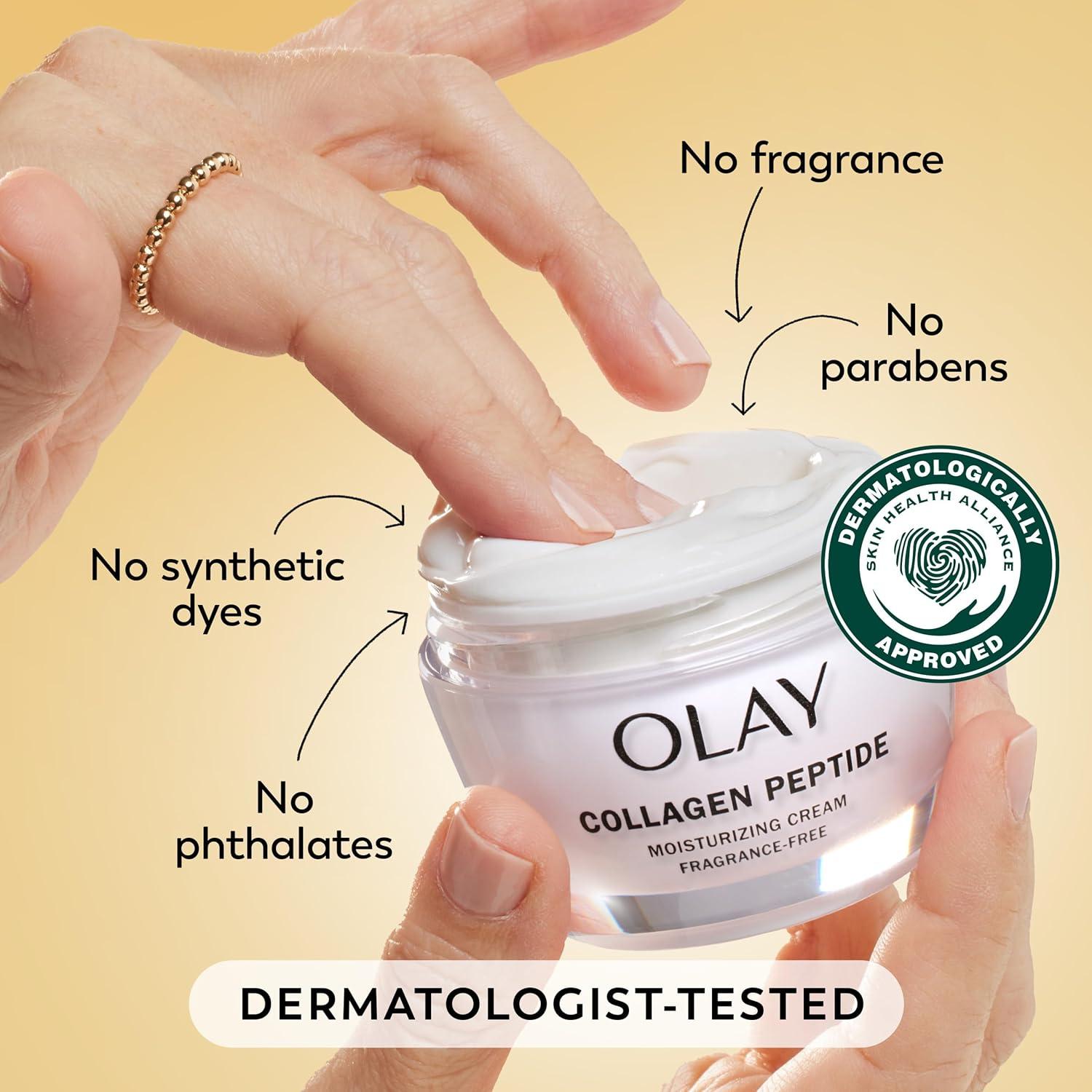imageOlay Collagen Peptide Face Moisturizer Firming Cream for Women FragranceFree NonGreasy  Hydrating AntiAging AntiWrinkle Smooth Fine Lines Plumping Skin Care  Niacinamide 17 Oz17 Ounce Pack of 1