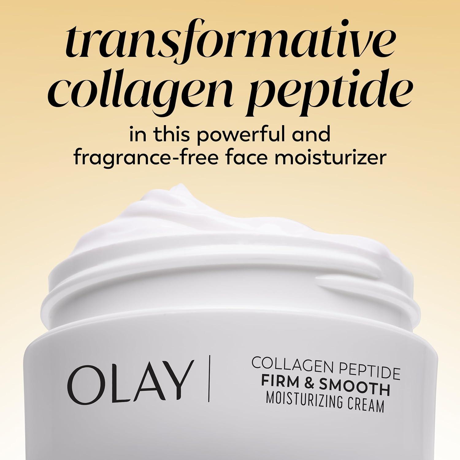 imageOlay Collagen Peptide Face Moisturizer Firming Cream for Women FragranceFree NonGreasy  Hydrating AntiAging AntiWrinkle Smooth Fine Lines Plumping Skin Care  Niacinamide 17 Oz2 Ounce Pack of 1