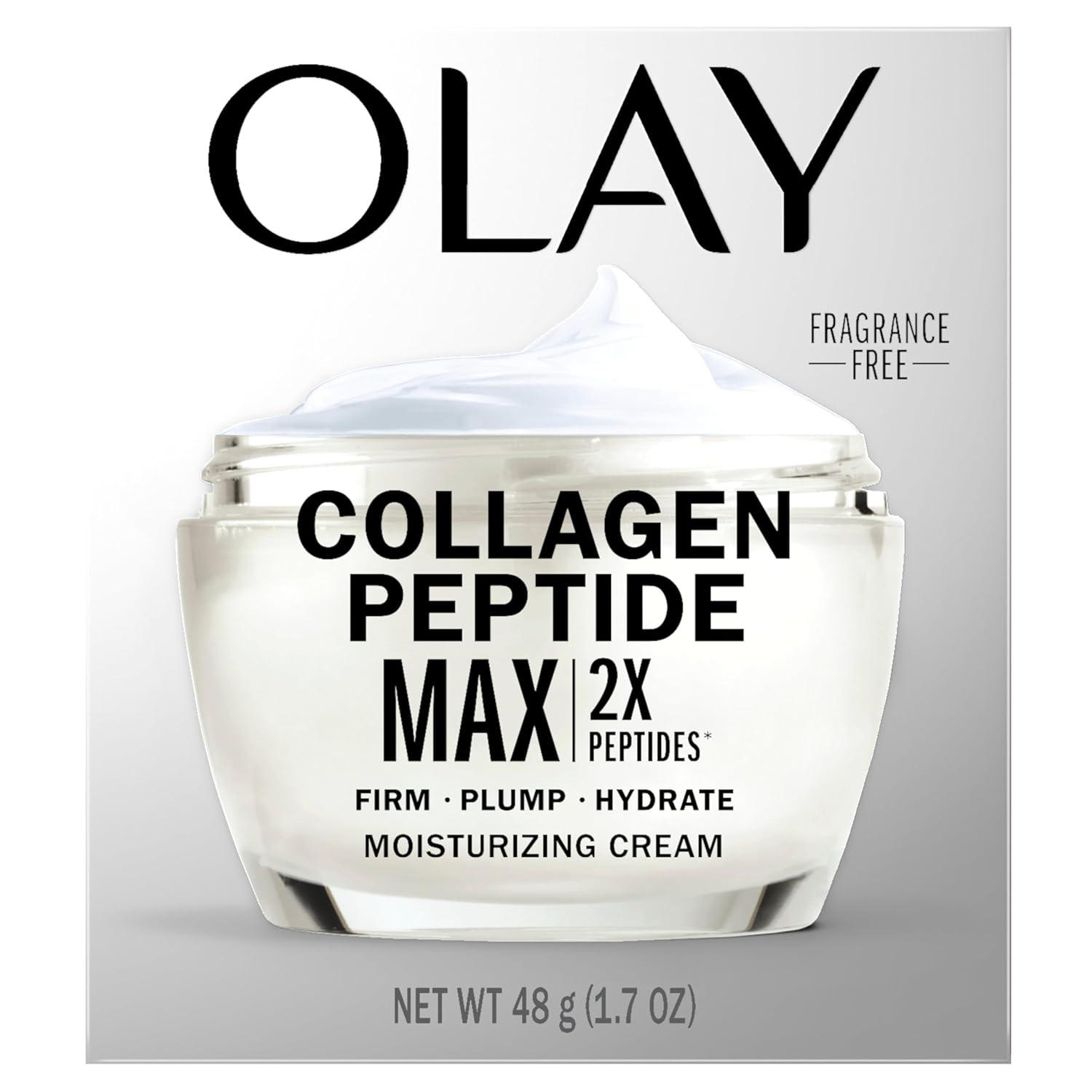 imageOlay Collagen Peptide Face Moisturizer Firming Cream for Women FragranceFree NonGreasy  Hydrating AntiAging AntiWrinkle Smoothing of Fine Lines Tightening Skin Care  Niacinamide 17 OzCollagen Peptide 24 MAX Hydrating Face Moisturizer Gift Set