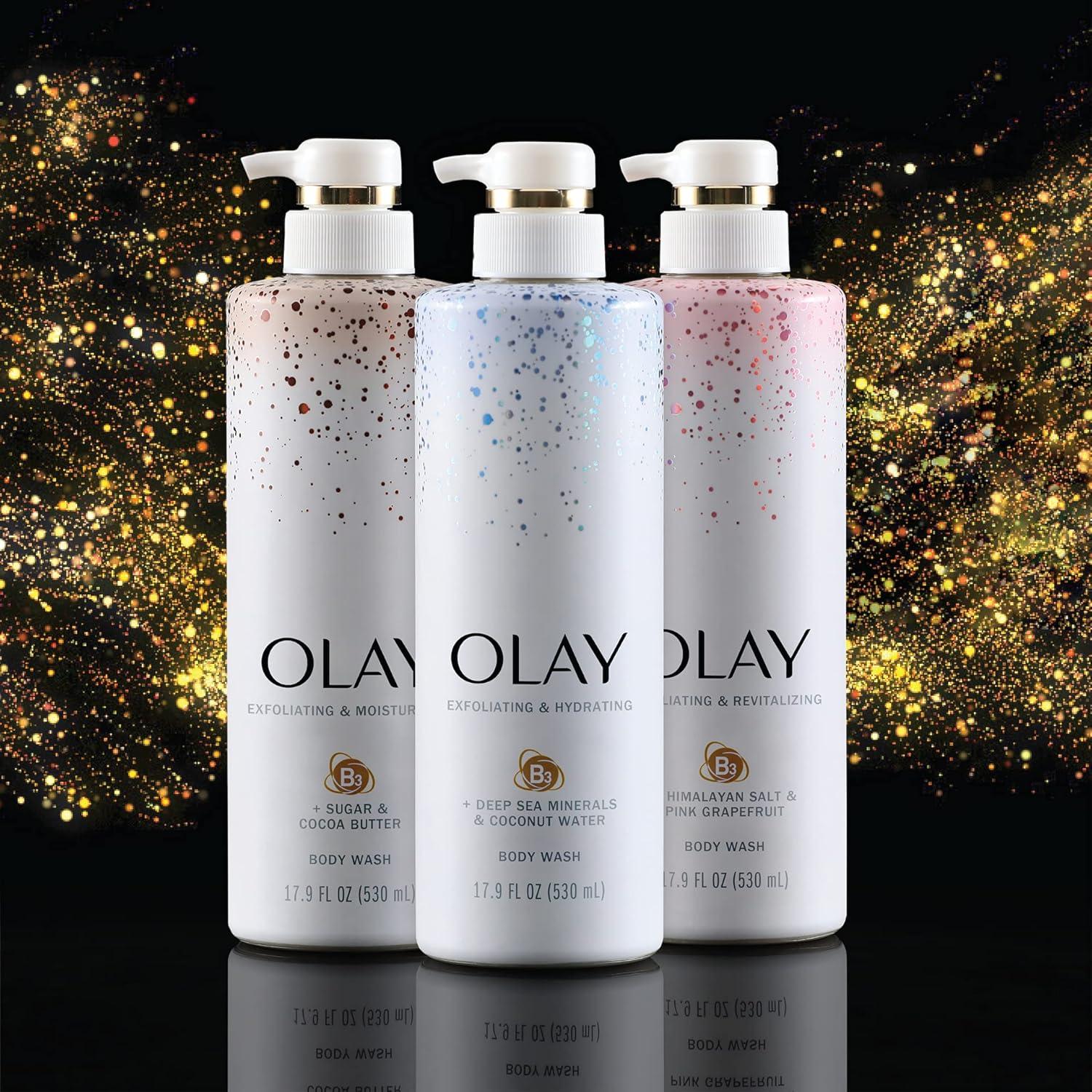 imageOlay Exfoliating ampamp Hydrating Body Wash With Deep Sea Minerals Coconut Water and Vitamin B3 20 fl oz Pack of 4Coconut