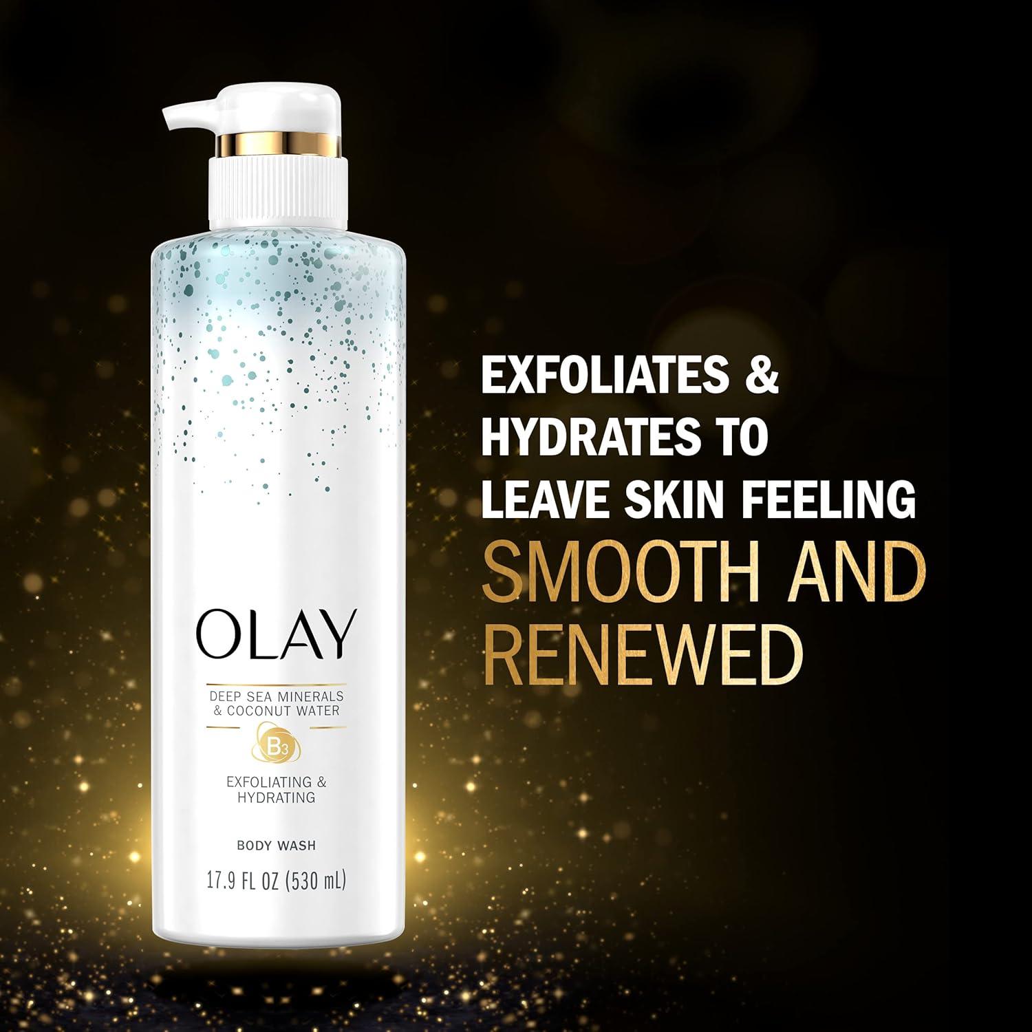 imageOlay Exfoliating ampamp Hydrating Body Wash With Deep Sea Minerals Coconut Water and Vitamin B3 20 fl oz Pack of 4Coconut