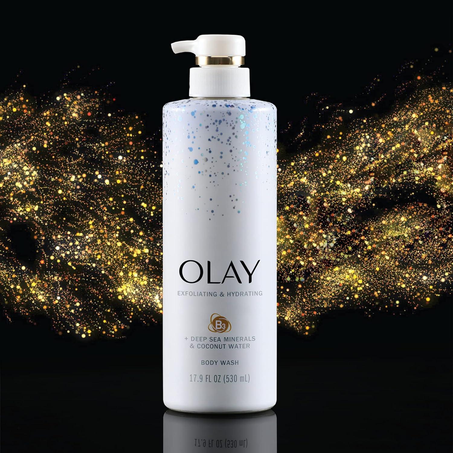 imageOlay Exfoliating ampamp Hydrating Body Wash With Deep Sea Minerals Coconut Water and Vitamin B3 20 fl oz Pack of 4Coconut