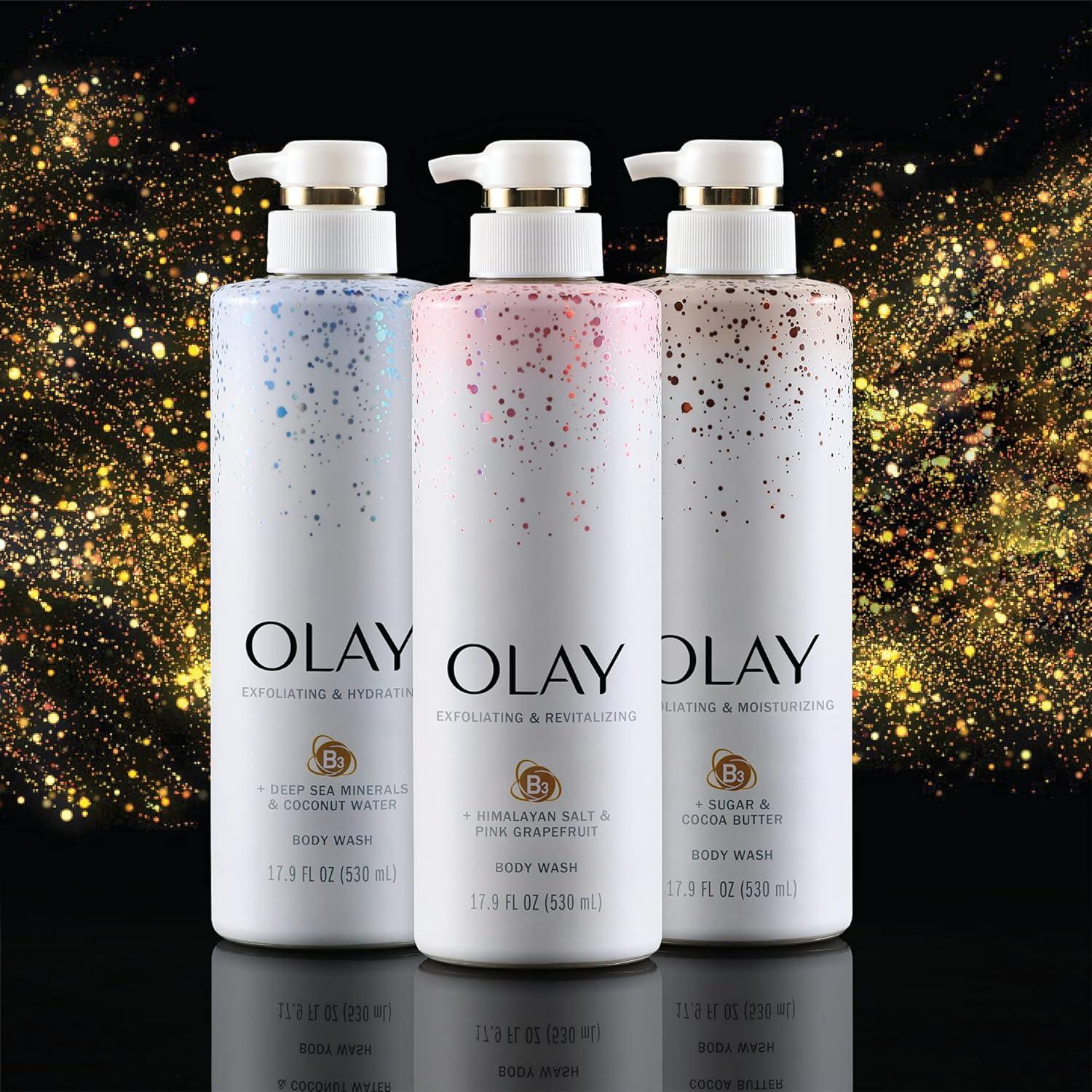 imageOlay Exfoliating ampamp Hydrating Body Wash With Deep Sea Minerals Coconut Water and Vitamin B3 20 fl oz Pack of 4Grapefruit