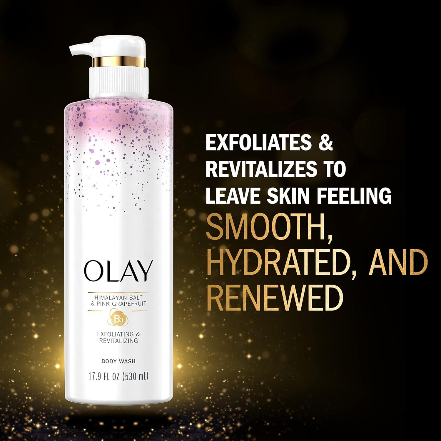 imageOlay Exfoliating ampamp Hydrating Body Wash With Deep Sea Minerals Coconut Water and Vitamin B3 20 fl oz Pack of 4Grapefruit