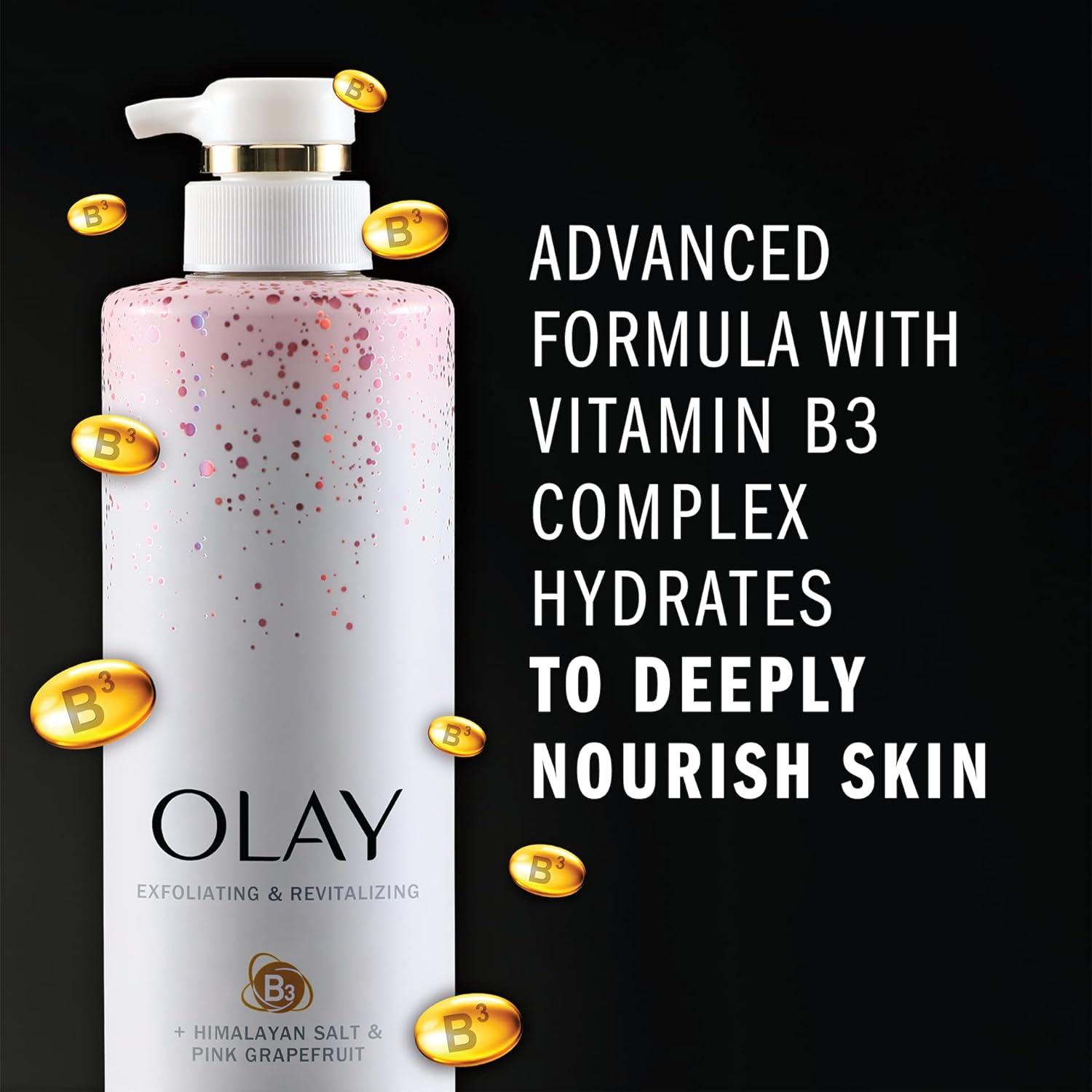 imageOlay Exfoliating ampamp Hydrating Body Wash With Deep Sea Minerals Coconut Water and Vitamin B3 20 fl oz Pack of 4Grapefruit
