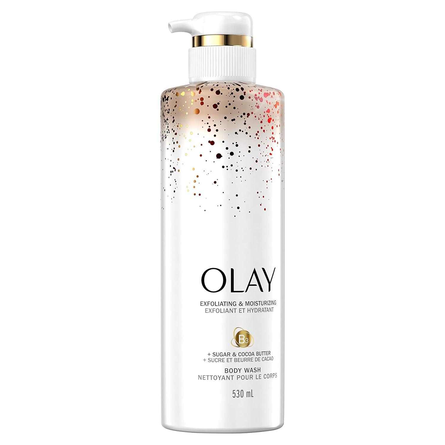 imageOlay Exfoliating ampamp Moisturizing Body Wash With Sugar Cocoa Butter and Vitamin B3 20 Fl Ounce Pack of 4Chocolate