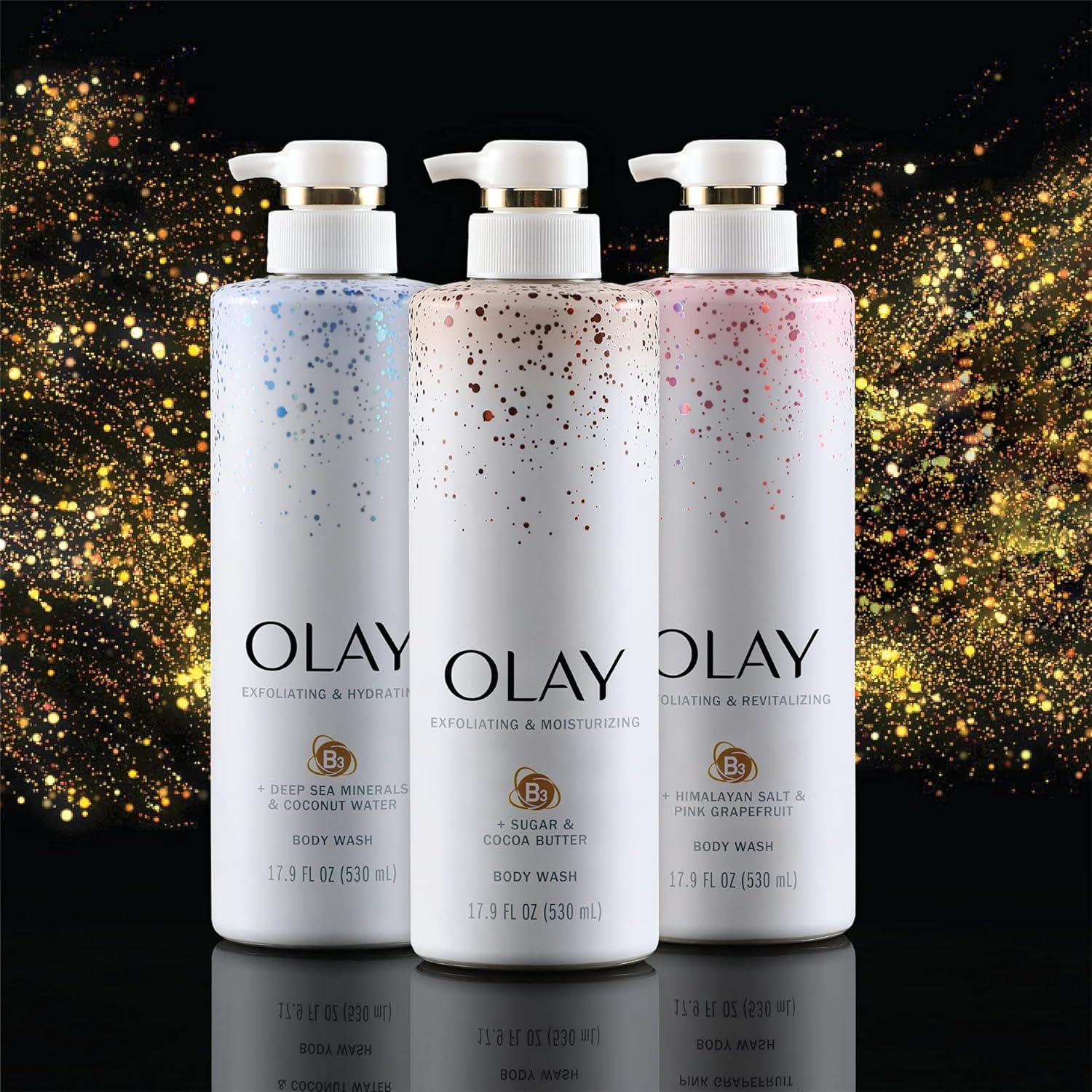 imageOlay Exfoliating ampamp Moisturizing Body Wash With Sugar Cocoa Butter and Vitamin B3 20 Fl Ounce Pack of 4Sugar Cocoa Butter  Vitamin B3