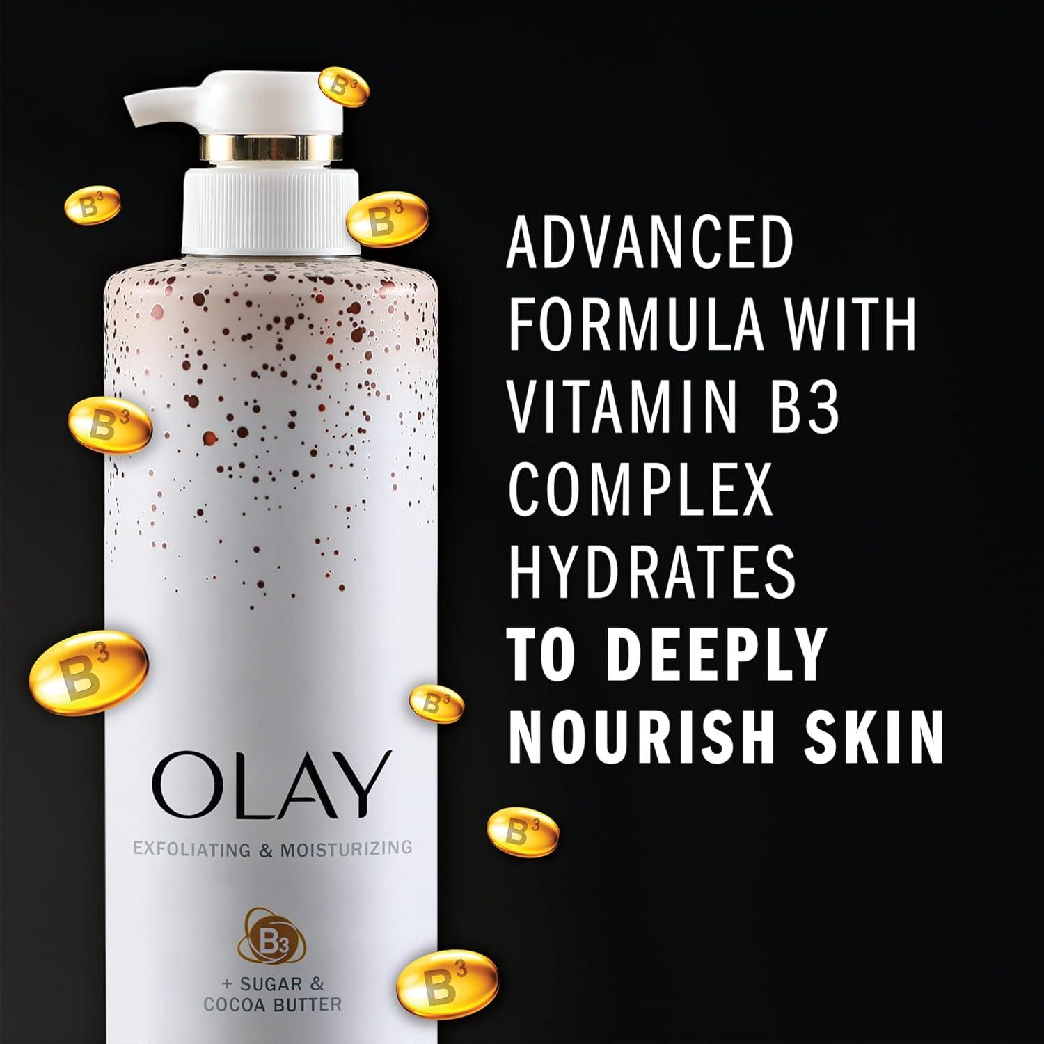 imageOlay Exfoliating ampamp Moisturizing Body Wash With Sugar Cocoa Butter and Vitamin B3 20 Fl Ounce Pack of 4Sugar Cocoa Butter  Vitamin B3