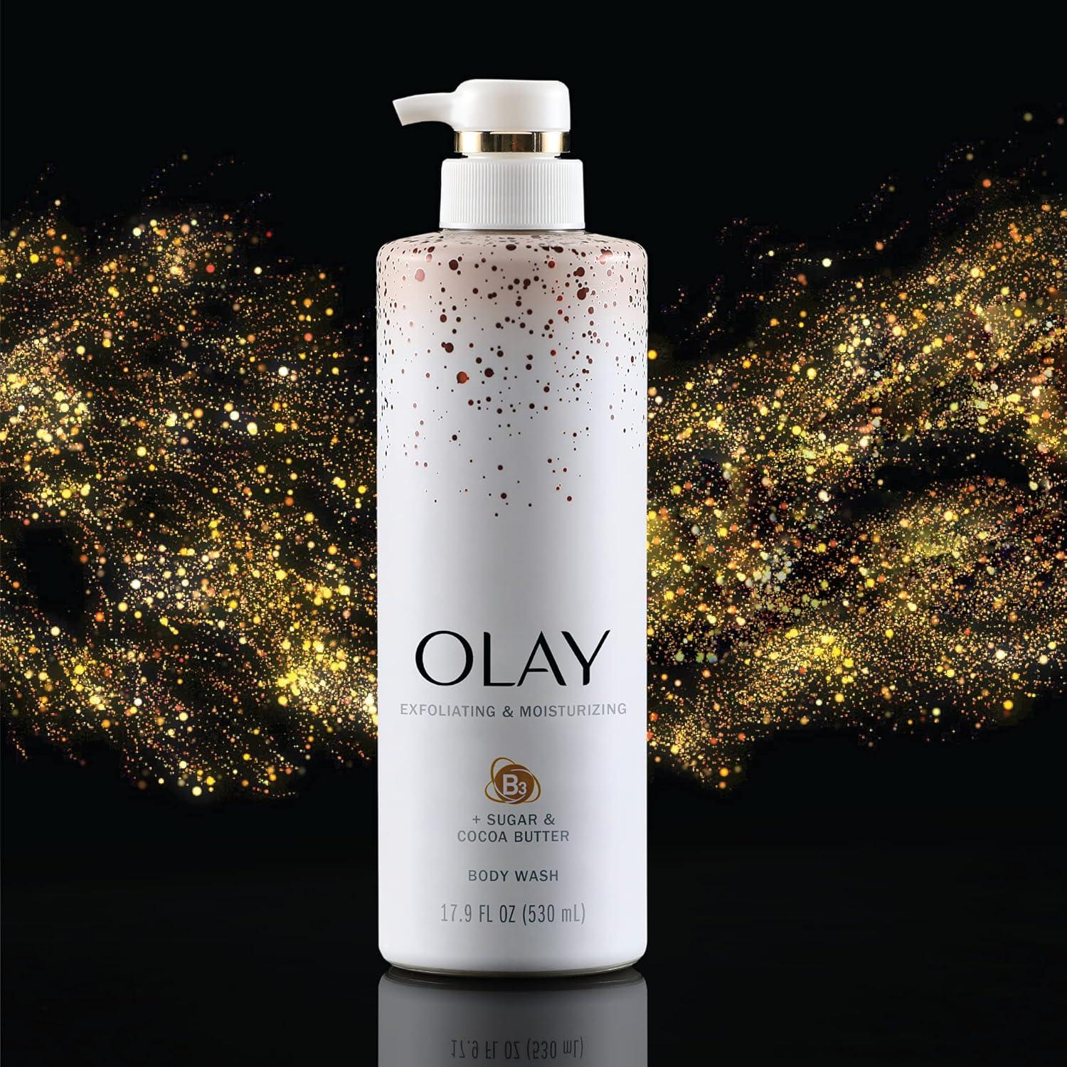 imageOlay Exfoliating ampamp Moisturizing Body Wash With Sugar Cocoa Butter and Vitamin B3 20 Fl Ounce Pack of 4Sugar Cocoa Butter  Vitamin B3