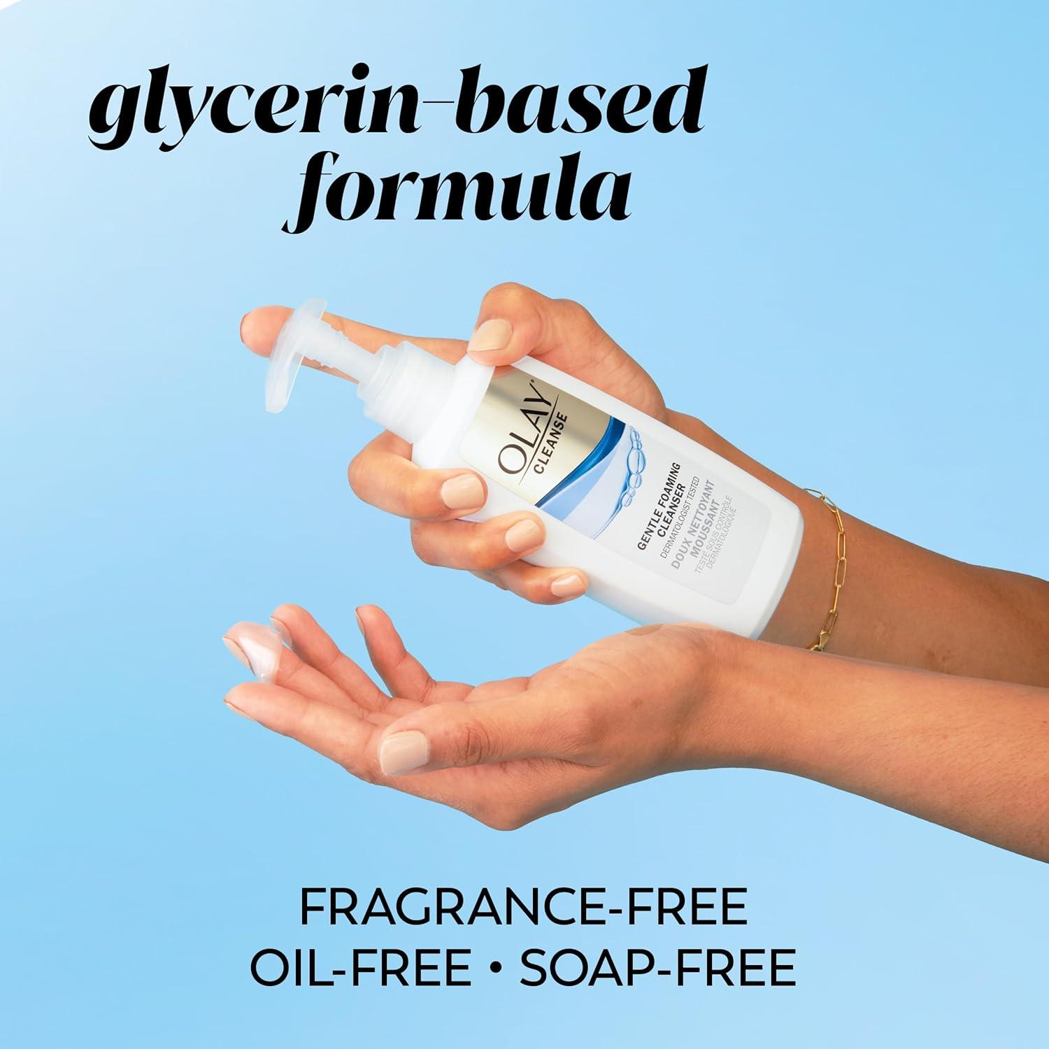 imageOlay Face Cleanser Gentle Foaming Face Wash for Sensitive Skin  FragranceFree OilLess SoapFree GlycerinBased Formula Daily Cleansing without Irritation 67 Oz  3 Pack
