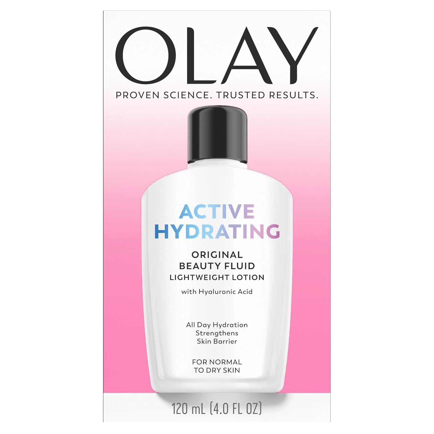 imageOlay Face Moisturizer Active Hydrating Beauty Fluid Lotion Original Facial Moisturizer 4 Oz Pack of 2