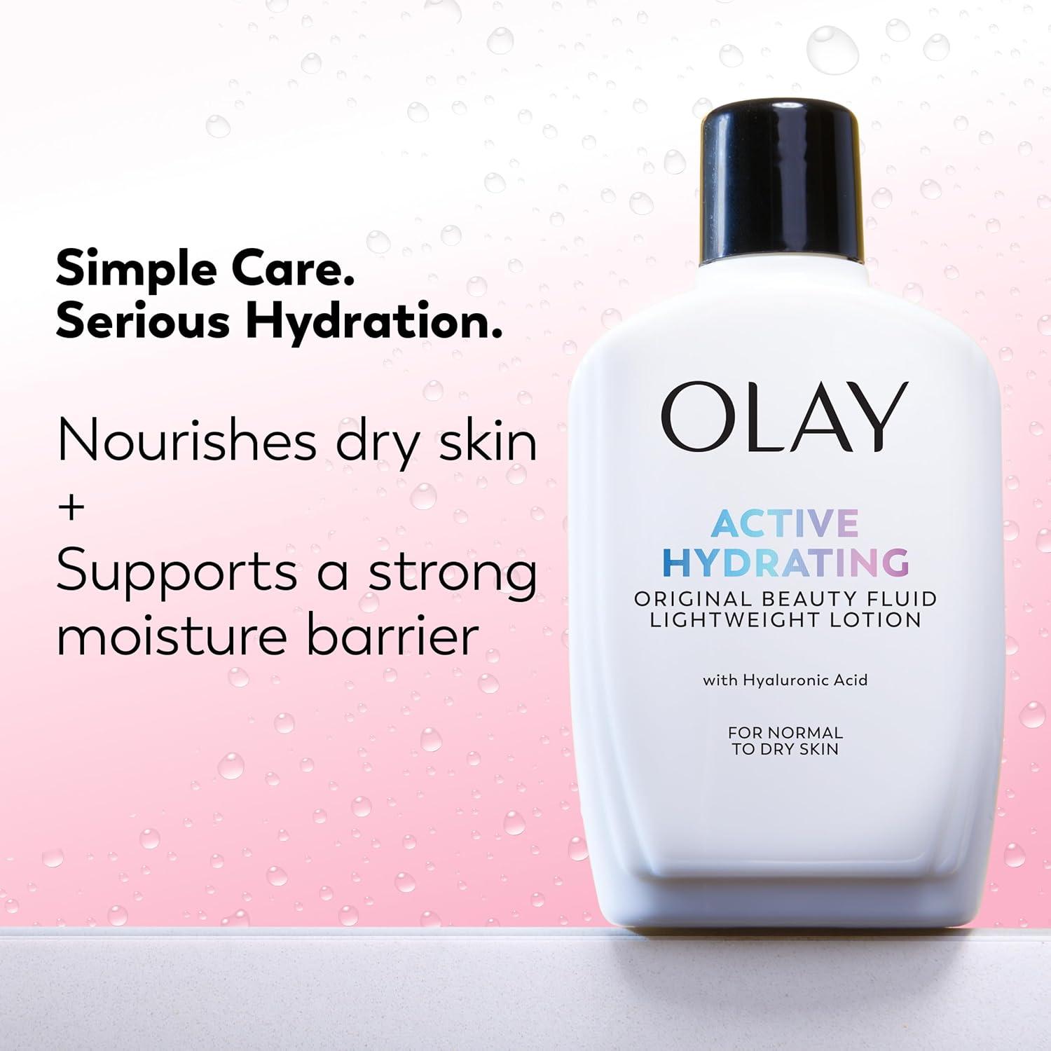 imageOlay Face Moisturizer Active Hydrating Beauty Fluid Lotion Original Facial Moisturizer 4 Oz Pack of 2