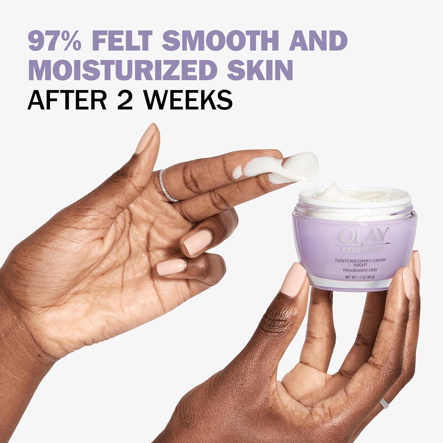 imageOlay Face Moisturizer AntiAging Night Cream for Women  FragranceFree Skin Care Instant Hydration AntiWrinkle Reduces Fine Lines Exfoliates Smooths Texture  Niacinamide Amino Pepitde 17Oz