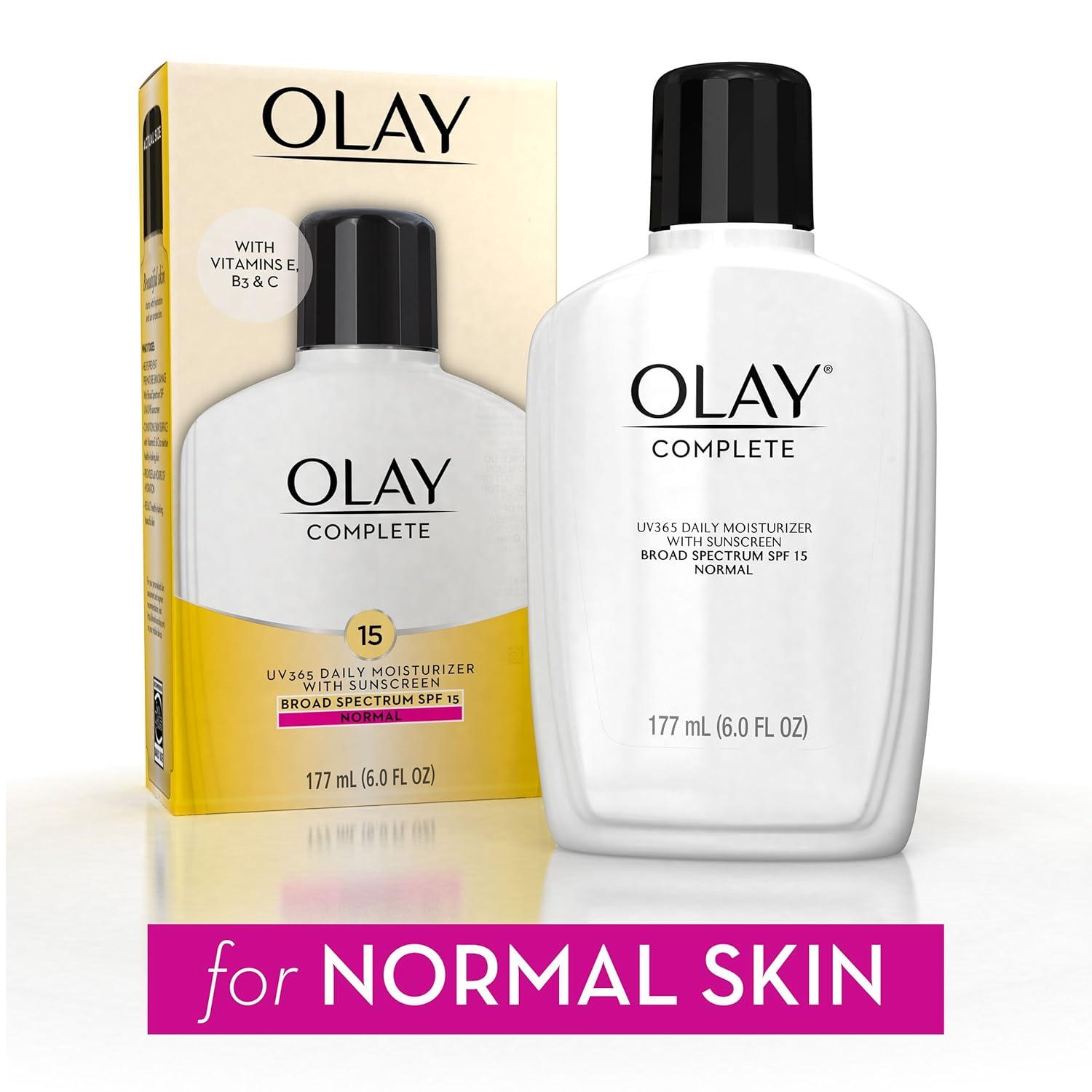 imageOlay Face Moisturizer Complete with Sunscreen SPF 15 Daily Facial Lotion for Normal Skin Lightweight Hydrating Broad Spectrum Sun Protection  Vitamin C E and Niacinamide  6 Oz 2 Pack6 Fl Oz Pack of 2