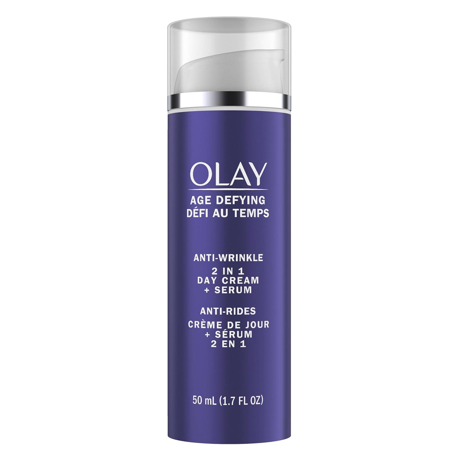 imageOlay Face Serum Age Defying AntiWrinkle 2in1 Day Cream  AntiAging AntiWrinkle Smooths Fine Lines and Wrinkles Firming Lifting  Niacinamide Glycerin Aloe Vera 17 Oz