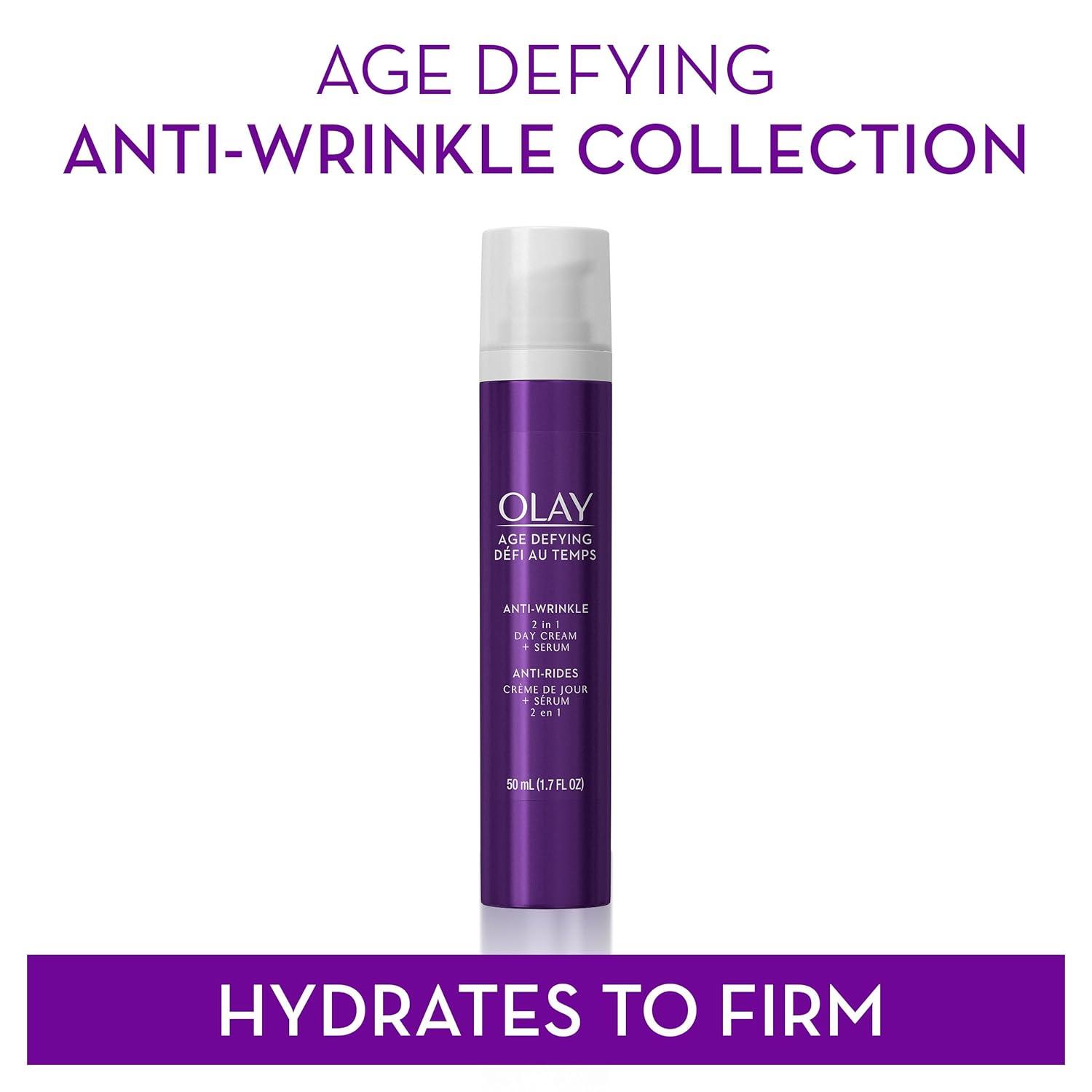 imageOlay Face Serum Age Defying AntiWrinkle 2in1 Day Cream  AntiAging AntiWrinkle Smooths Fine Lines and Wrinkles Firming Lifting  Niacinamide Glycerin Aloe Vera 17 Oz