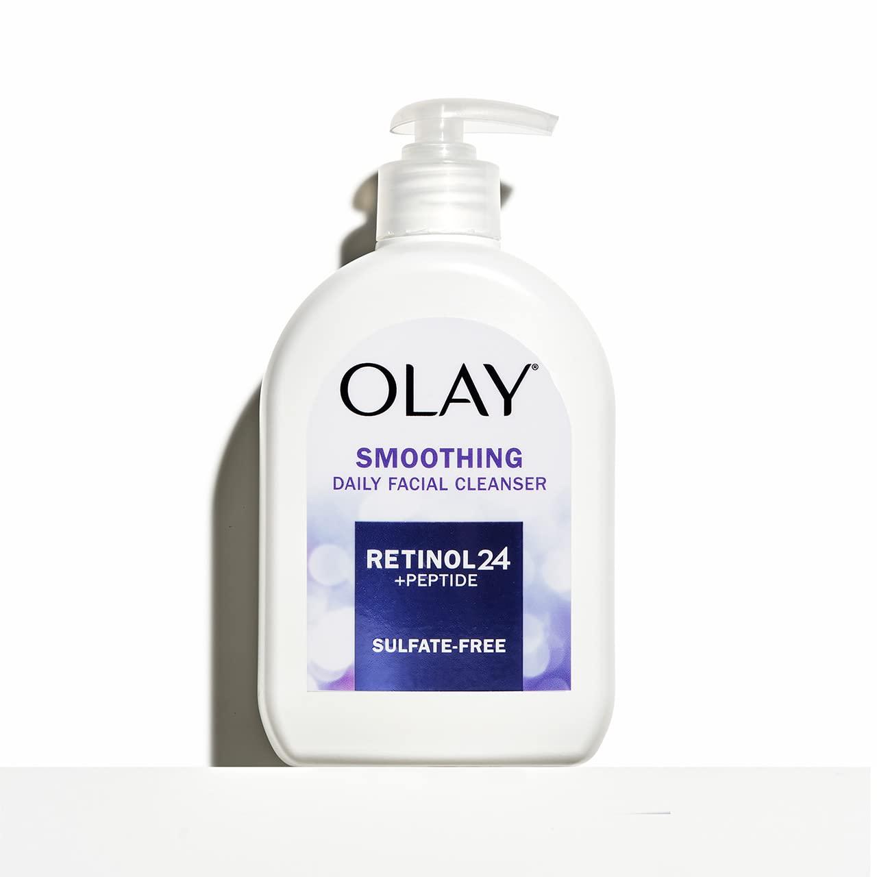 imageOlay Face Wash Daily Facial Cleanser with Retinol Peptides ampamp Glycerin  Smoothing Noursihes Skin Surface Hydrates while Cleansing  SulfateFree ParabenFree 16 Oz