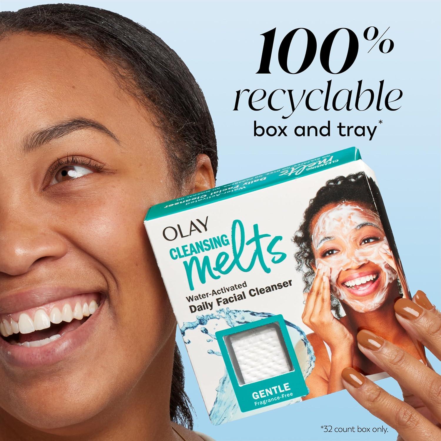 imageOlay Face Wash Gentle Cleansing Melts FragranceFree Daily Use Cleanser For All Skin Types Travel Size WaterActivated to Clean Tone and Refresh 64ct 2 Pack x 32ct