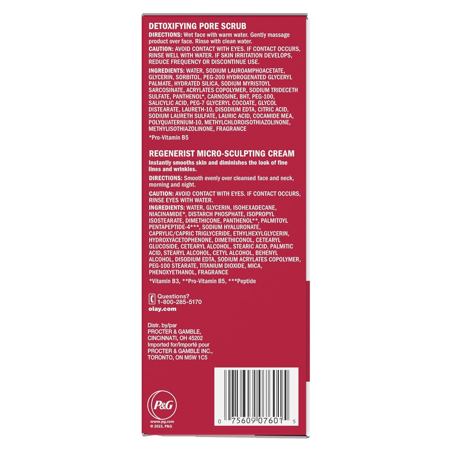 imageOlay Face Wash Regenerist Advanced AntiAging Pore Scrub Cleanser 50 Oz and MicroSculpting Face Moisturizer Cream 17 Oz Skin Care Duo Pack Total 67 OuncesRegenerist Pore Cleanser  Face Moisturizer