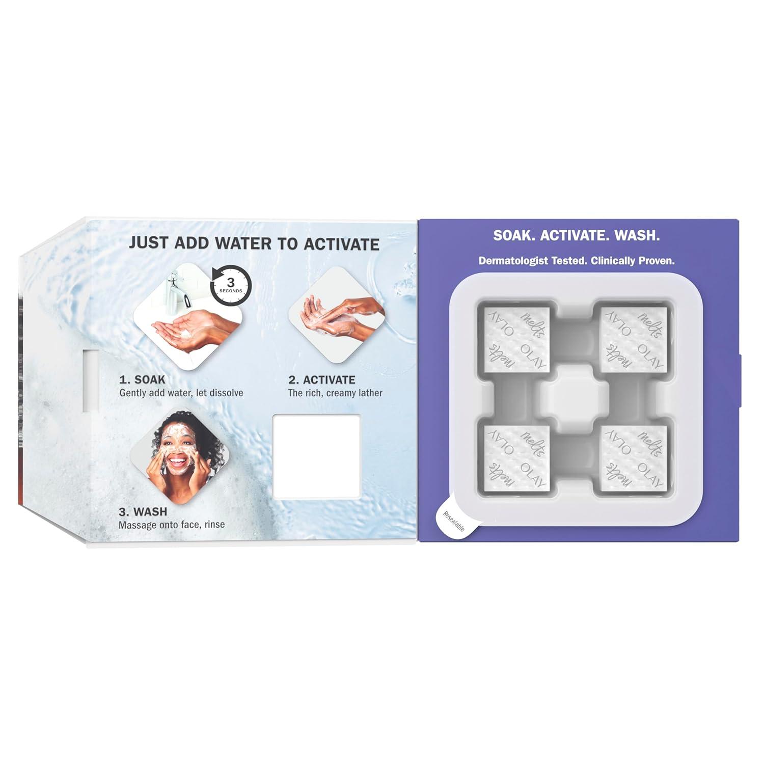 imageOlay Face Wash Retinol Cleansing Melts FragranceFree Daily Use Gentle Cleanser For All Skin Types Travel Size WaterActivated to Clean Tone and Refresh 64ct 2 Pack x 32ctRetinol