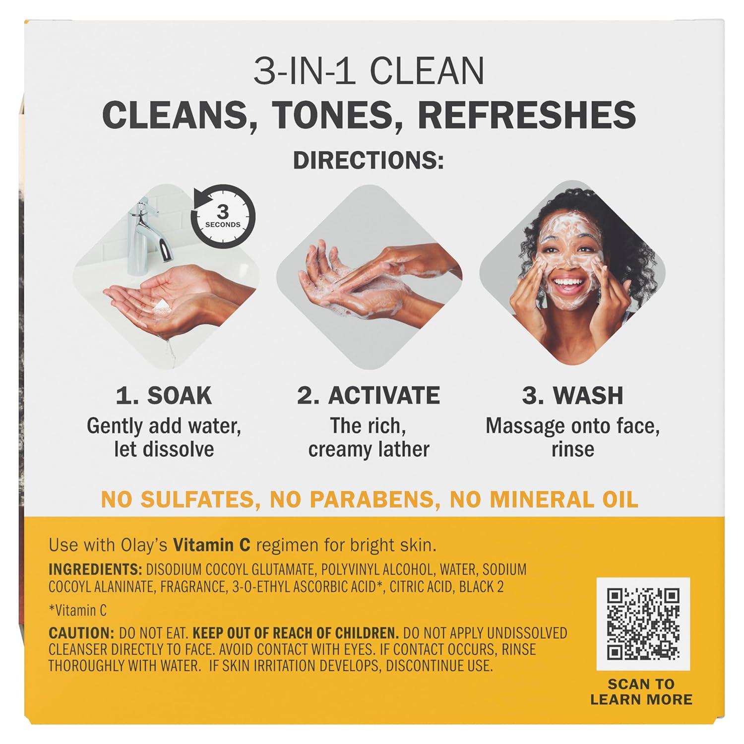 imageOlay Face Wash Retinol Cleansing Melts FragranceFree Daily Use Gentle Cleanser For All Skin Types Travel Size WaterActivated to Clean Tone and Refresh 64ct 2 Pack x 32ctVitamin C