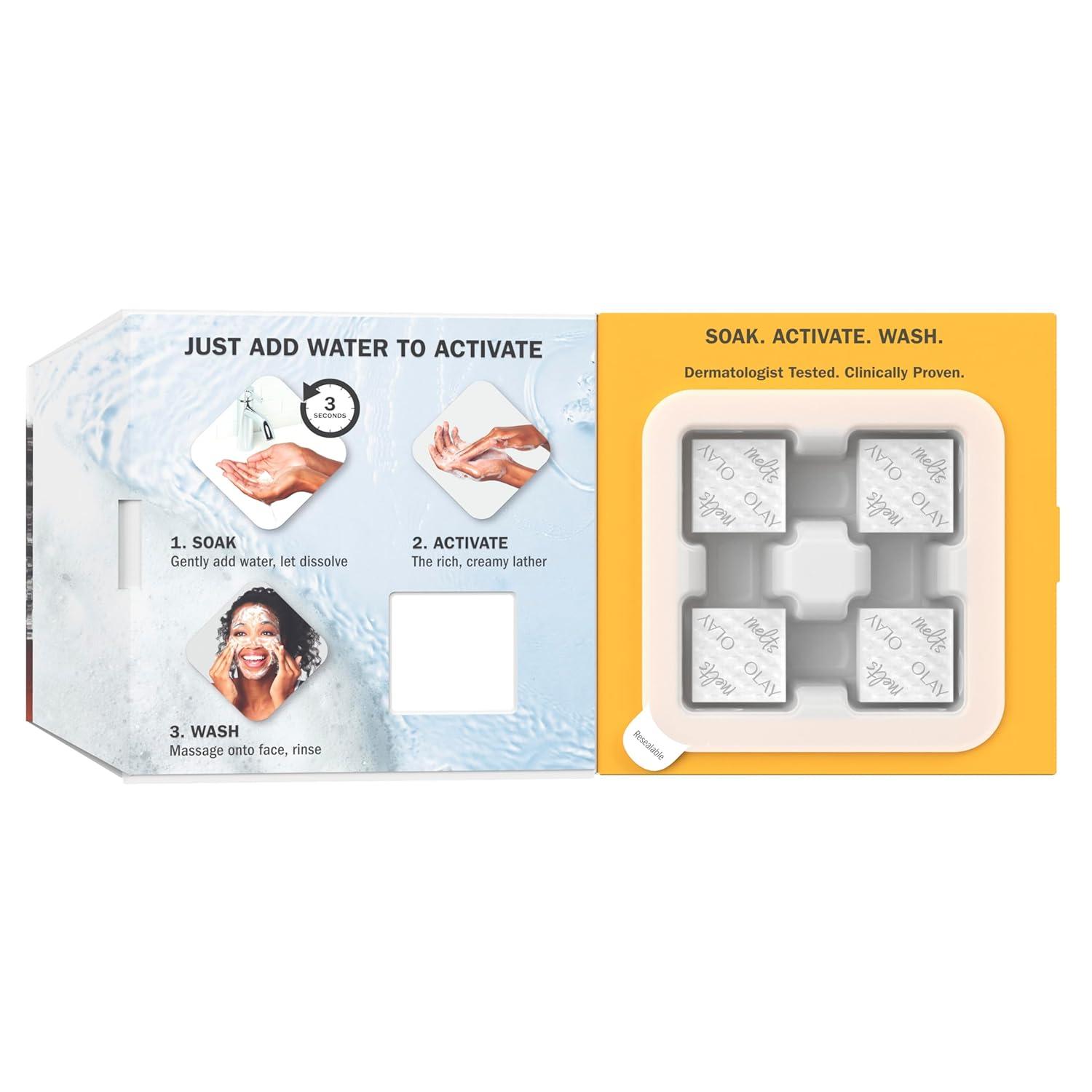 imageOlay Face Wash Retinol Cleansing Melts FragranceFree Daily Use Gentle Cleanser For All Skin Types Travel Size WaterActivated to Clean Tone and Refresh 64ct 2 Pack x 32ctVitamin C