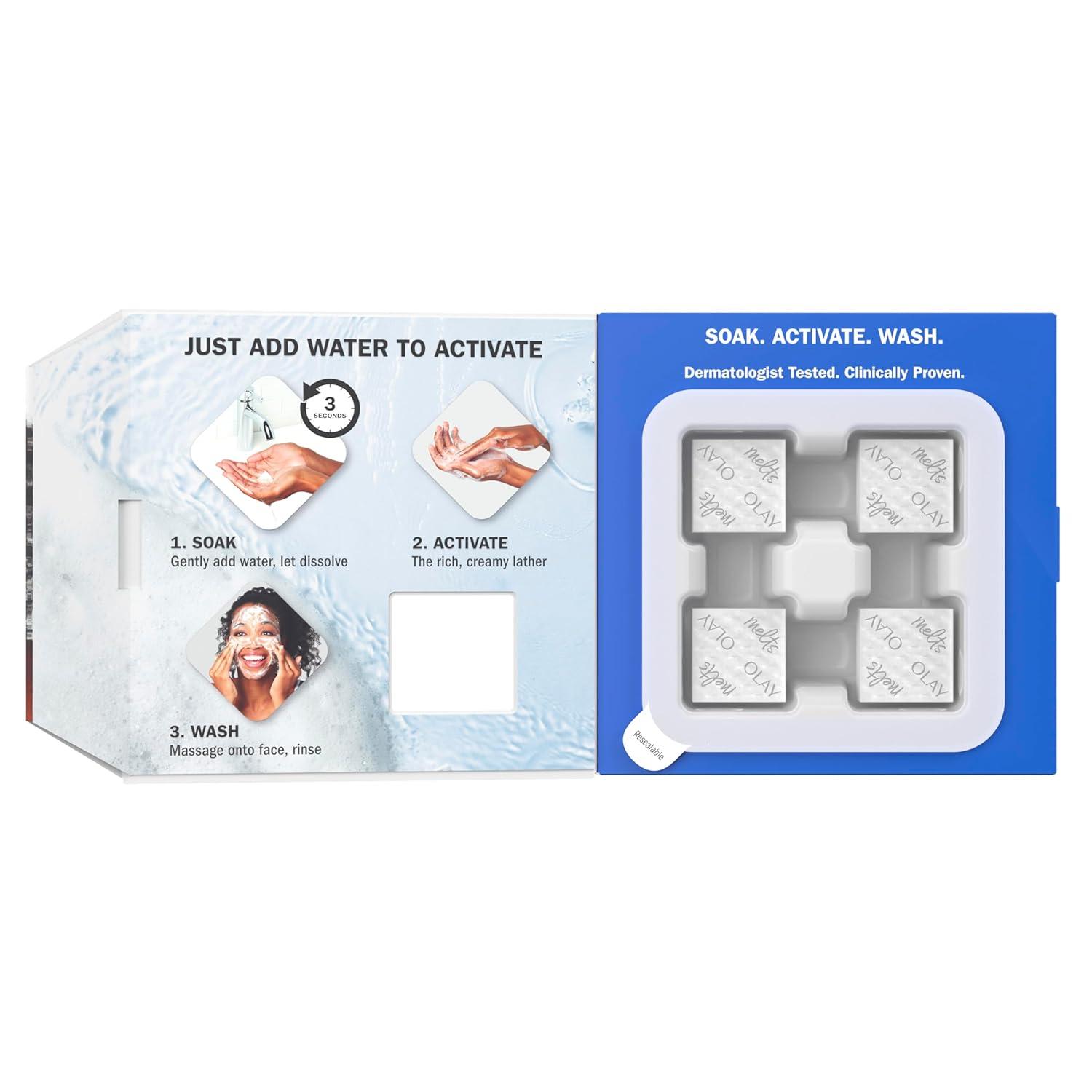 imageOlay Face Wash Retinol Cleansing Melts FragranceFree Daily Use Gentle Cleanser For All Skin Types Travel Size WaterActivated to Clean Tone and Refresh 64ct 2 Pack x 32ctHyaluronic