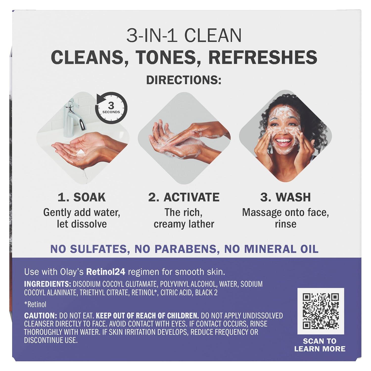imageOlay Face Wash Retinol Cleansing Melts FragranceFree Daily Use Gentle Cleanser For All Skin Types Travel Size WaterActivated to Clean Tone and Refresh 64ct 2 Pack x 32ctRetinol