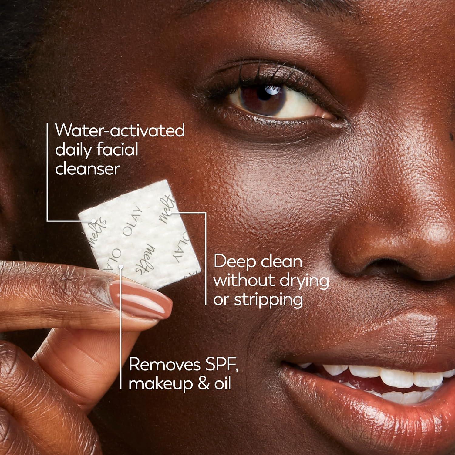 imageOlay Face Wash Retinol Cleansing Melts FragranceFree Daily Use Gentle Cleanser For All Skin Types Travel Size WaterActivated to Clean Tone and Refresh 64ct 2 Pack x 32ctHyaluronic