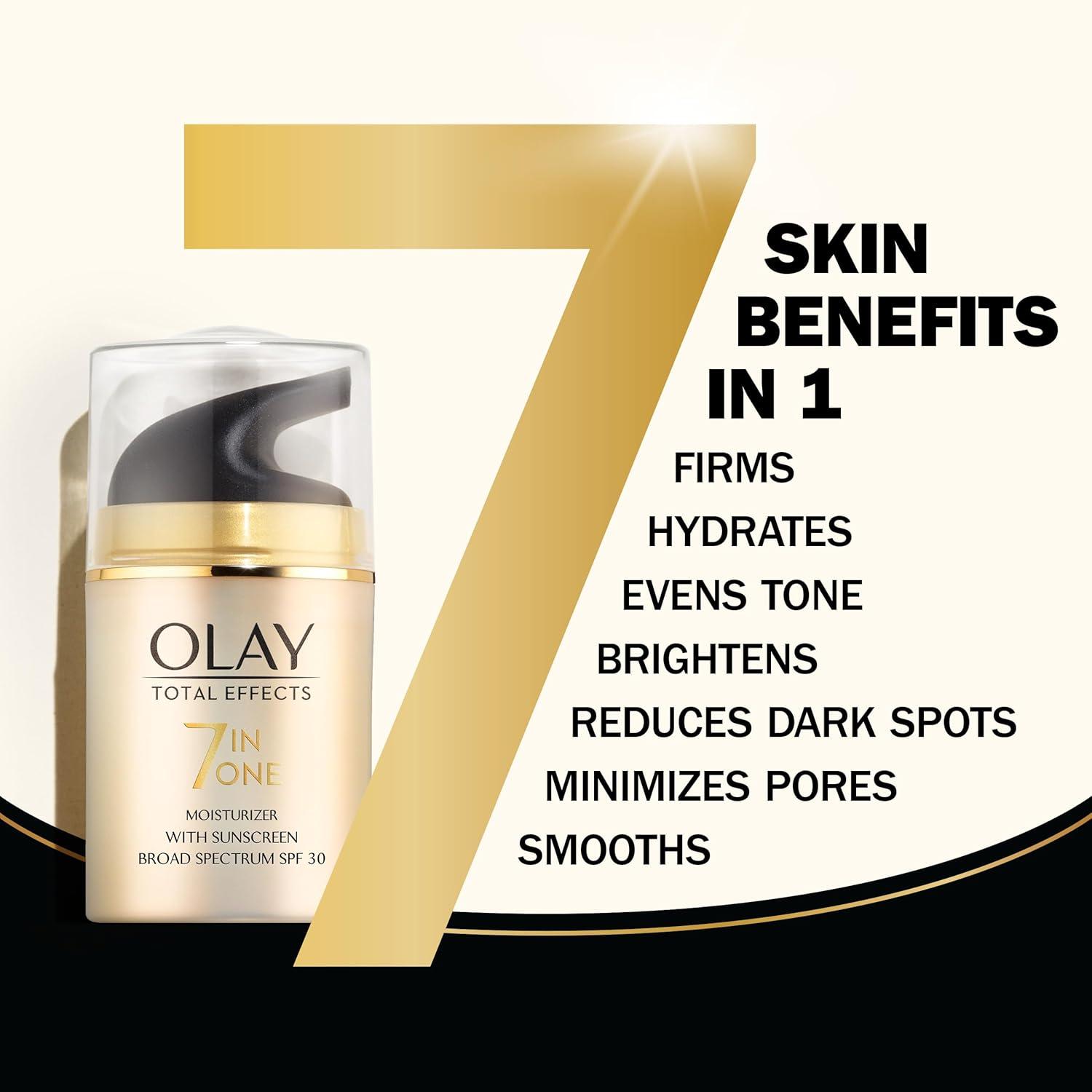 imageOlay Facial Moisturizing Lotion SPF 30 Total Effects for Dry Skin 7 Benefits including Minimize Pores AntiAging 17 oz