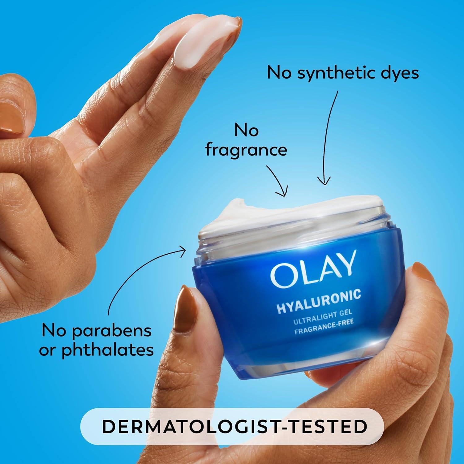 imageOlay Hylauronic Acid Face Mousturizer Plump ampamp Hydrate FragranceFree  Hydrating Gel for Dry Skin Retain ampamp Replenish Moisture with Niacinamide  Recyclable Sustainable Eco Jar NonGreasy 2 Oz17 Fl Oz Pack of 1